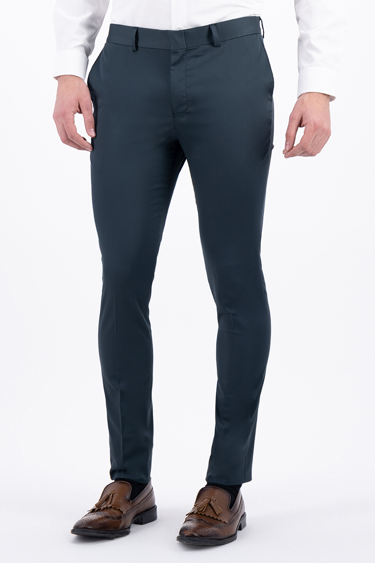 PANTALON VESTIR VERDE OBSCURO SKINNY FIT LMENTAL image number 1