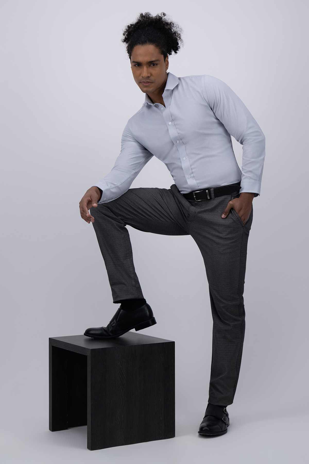 CAMISA GRIS CLARO SLIM FIT LMENTAL image number 0