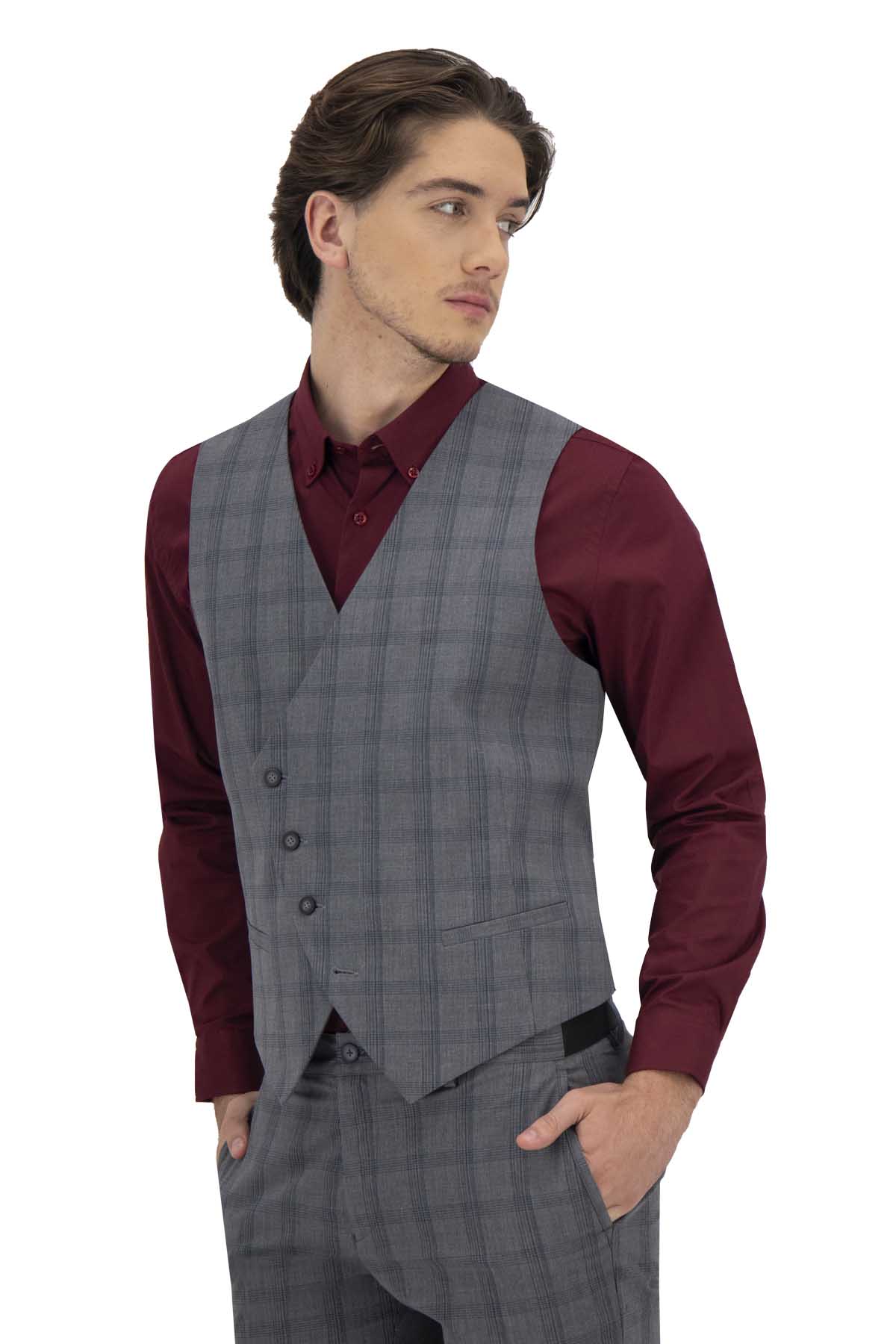 CHALECO VESTIR GRIS OXFORD SLIM FIT LMENTAL image number 1