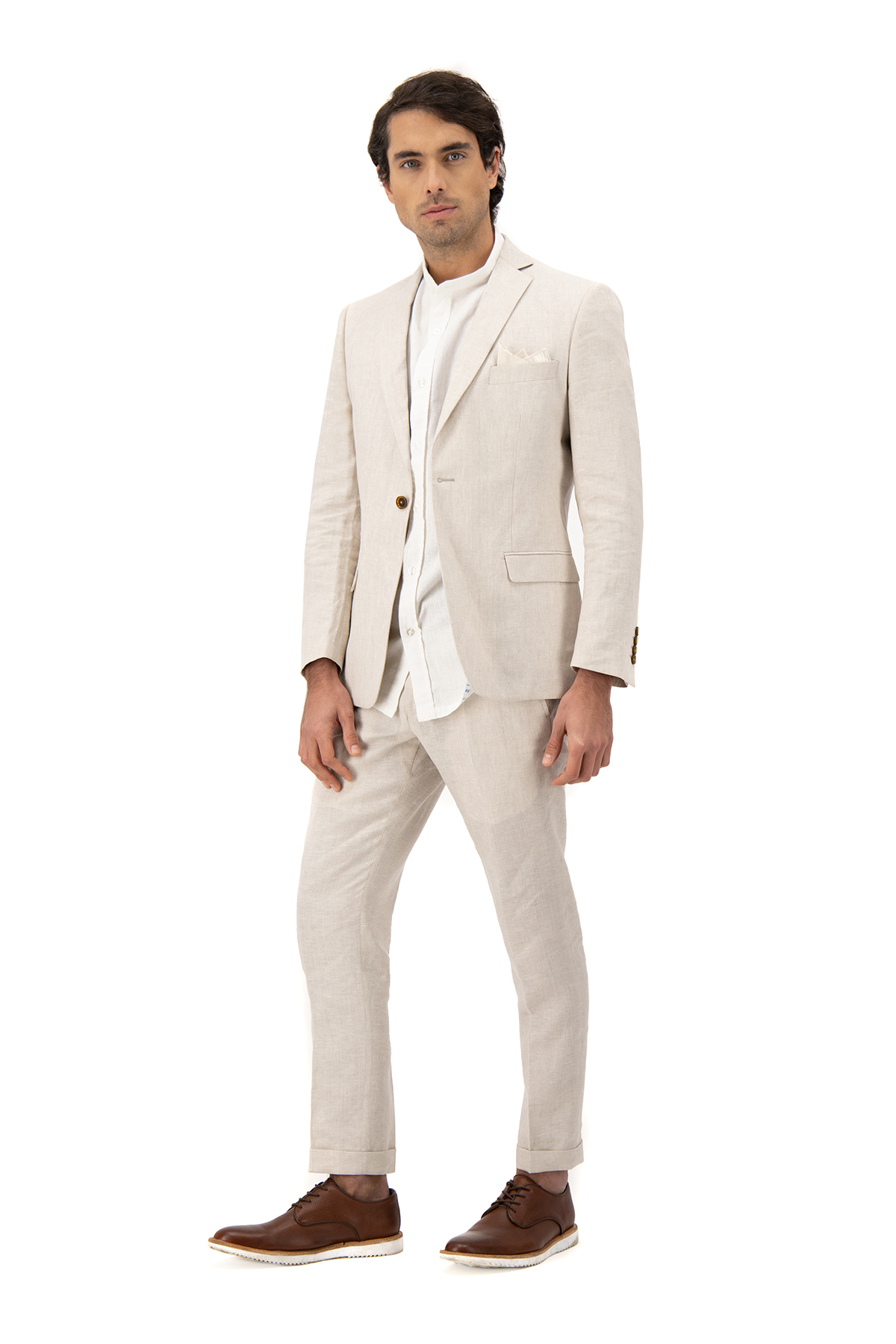 SACO LINO BEIGE SLIM FIT LMENTAL image number 4