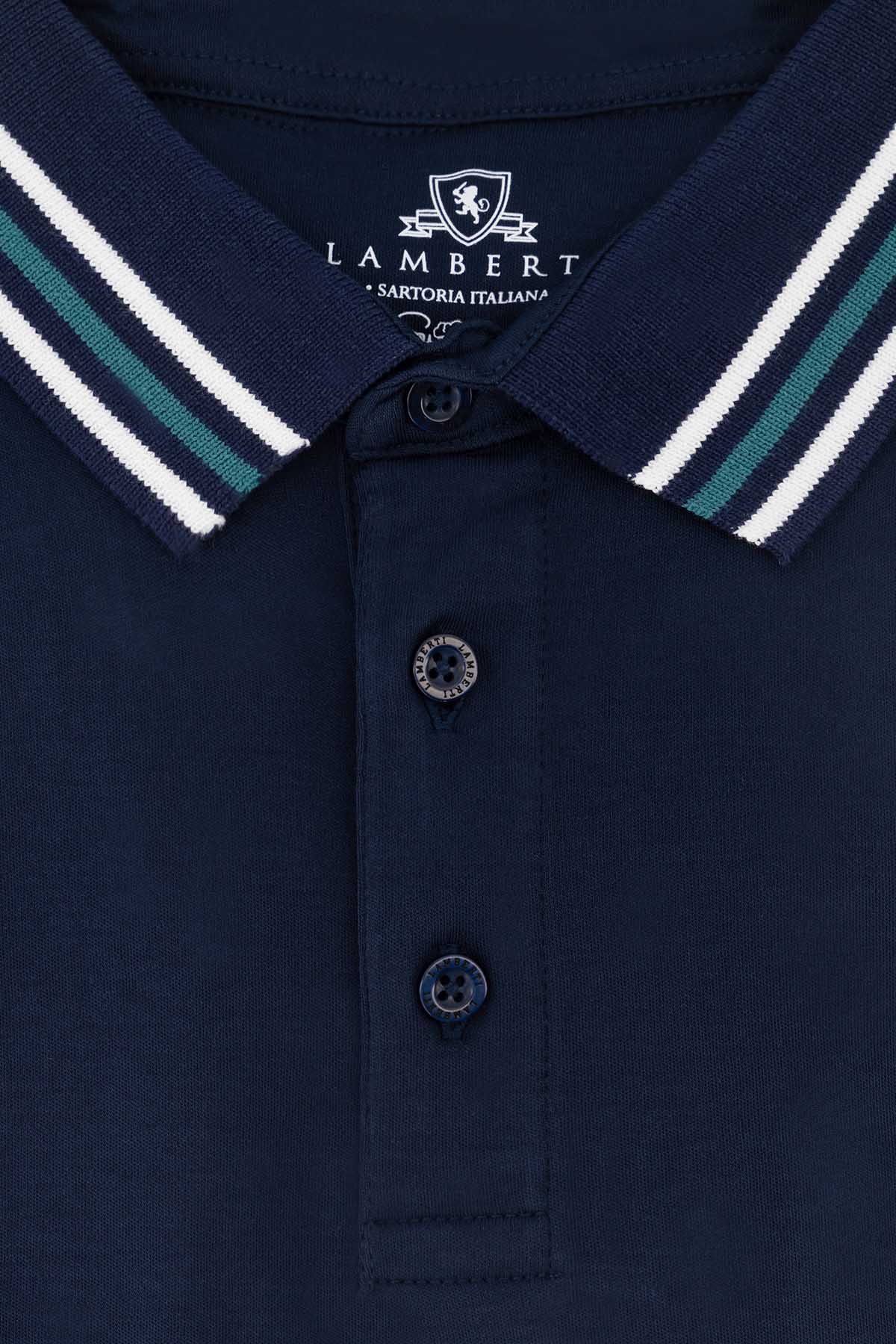 POLO AZUL NAVY CONTEMPORARY FIT LAMBERTI image number 3