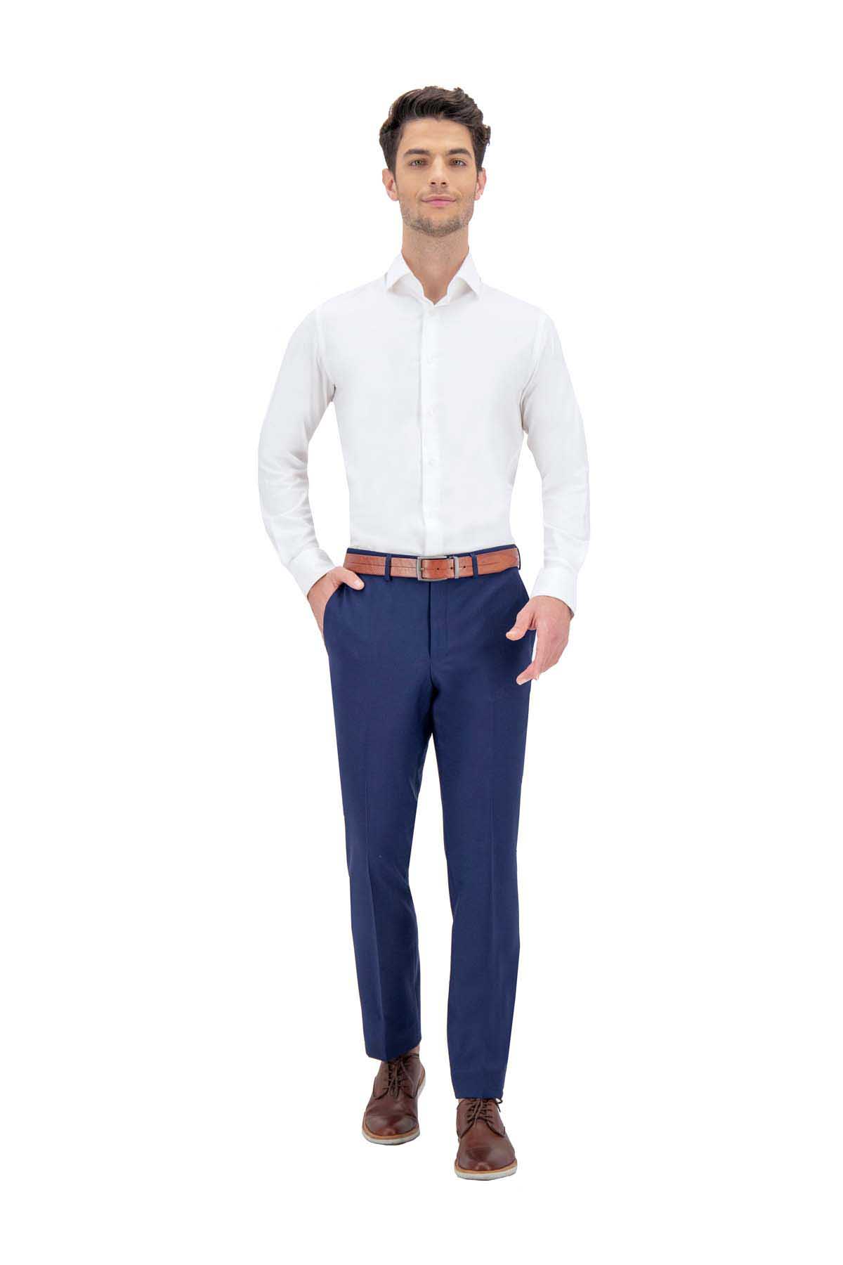 PANTALÓN VESTIR AZUL MODERN FIT LAMBERTI image number 3