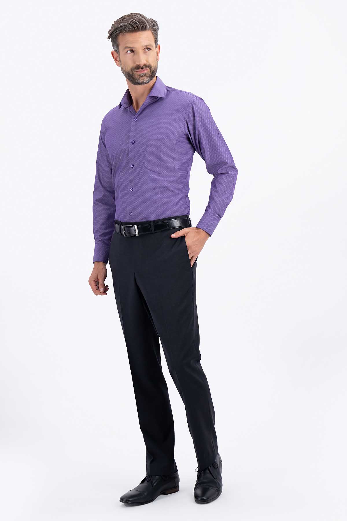 PANTALÓN GRIS OXFORD MODERN FIT LAMBERTI image number 4