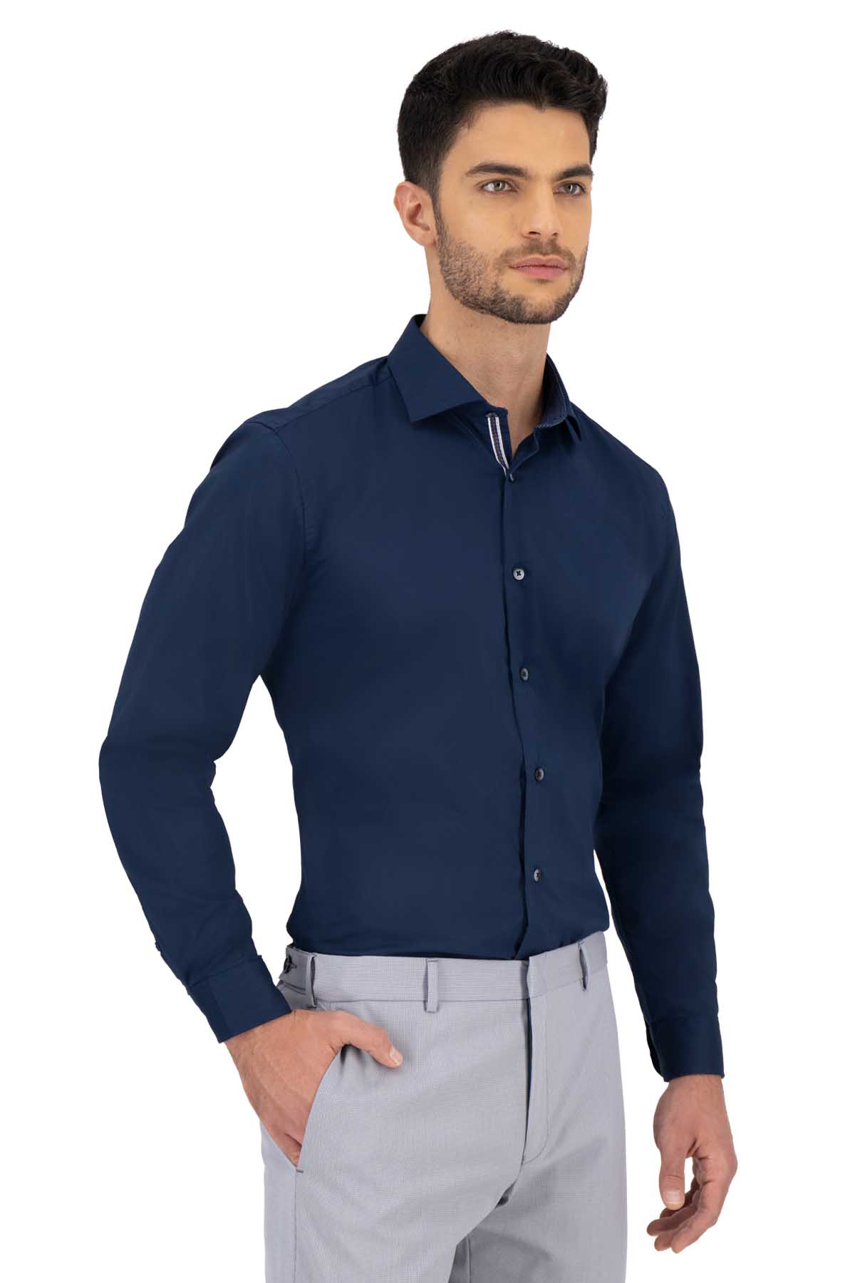 CAMISA CASUAL AZUL MARINO SLIM FIT LMENTAL image number 0