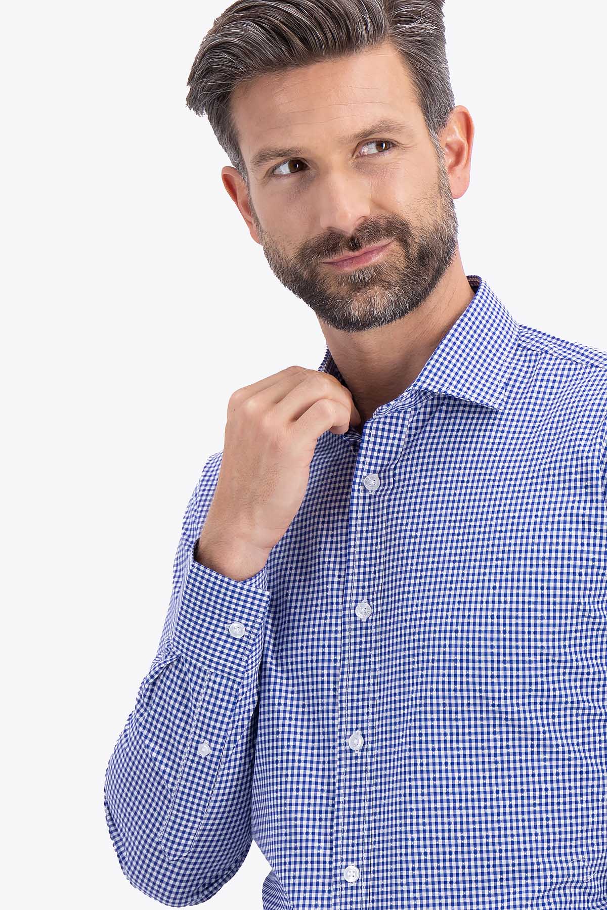 CAMISA CASUAL TENCEL EASY DRY AZUL REY CONTEMPORARY FIT LAMBERTI image number 2