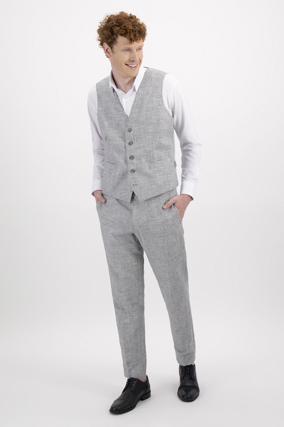 chaleco formal lino slim fit lmental image number 3