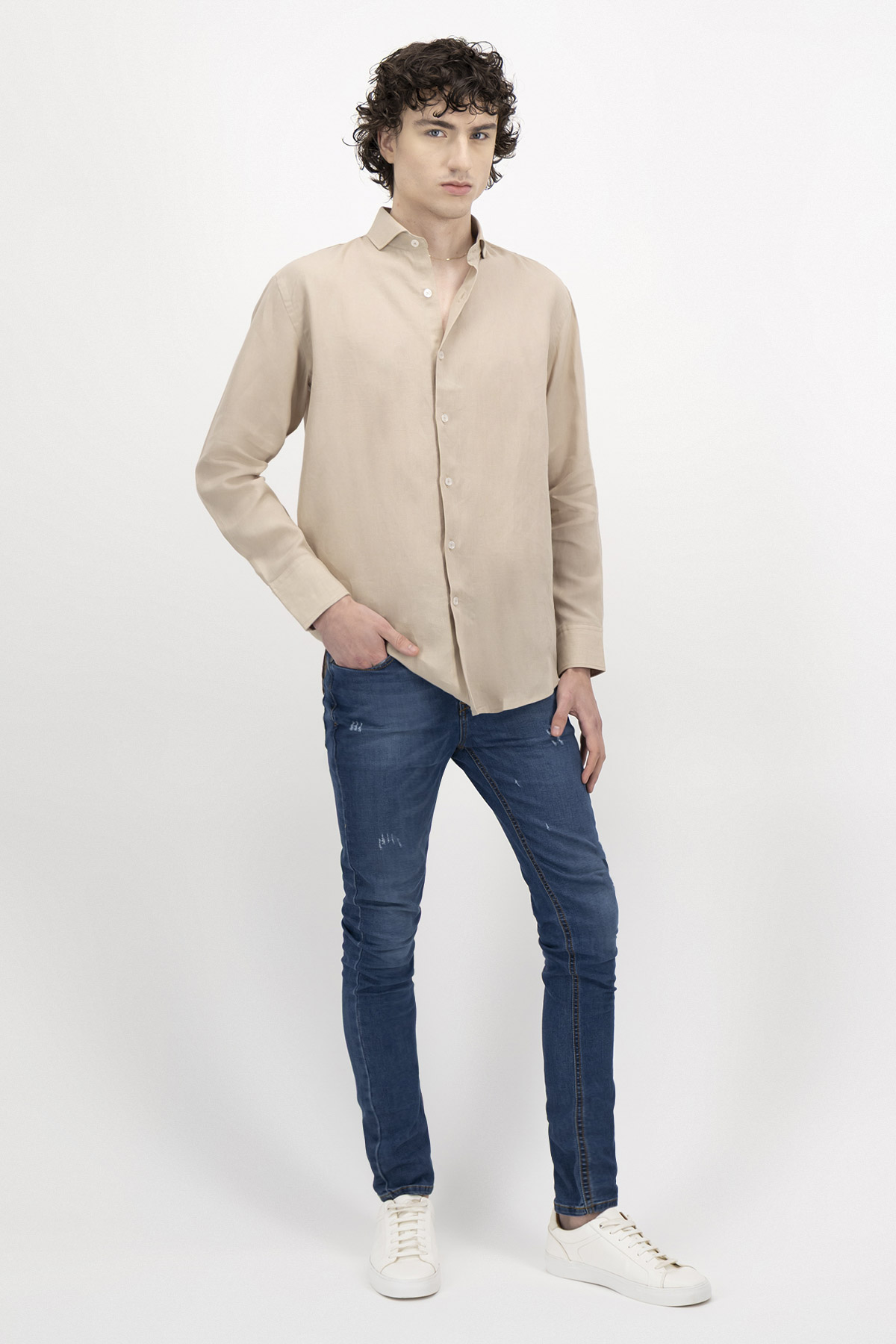 Camisa Casual Linen Contemporary Fit Lamberti image number 3