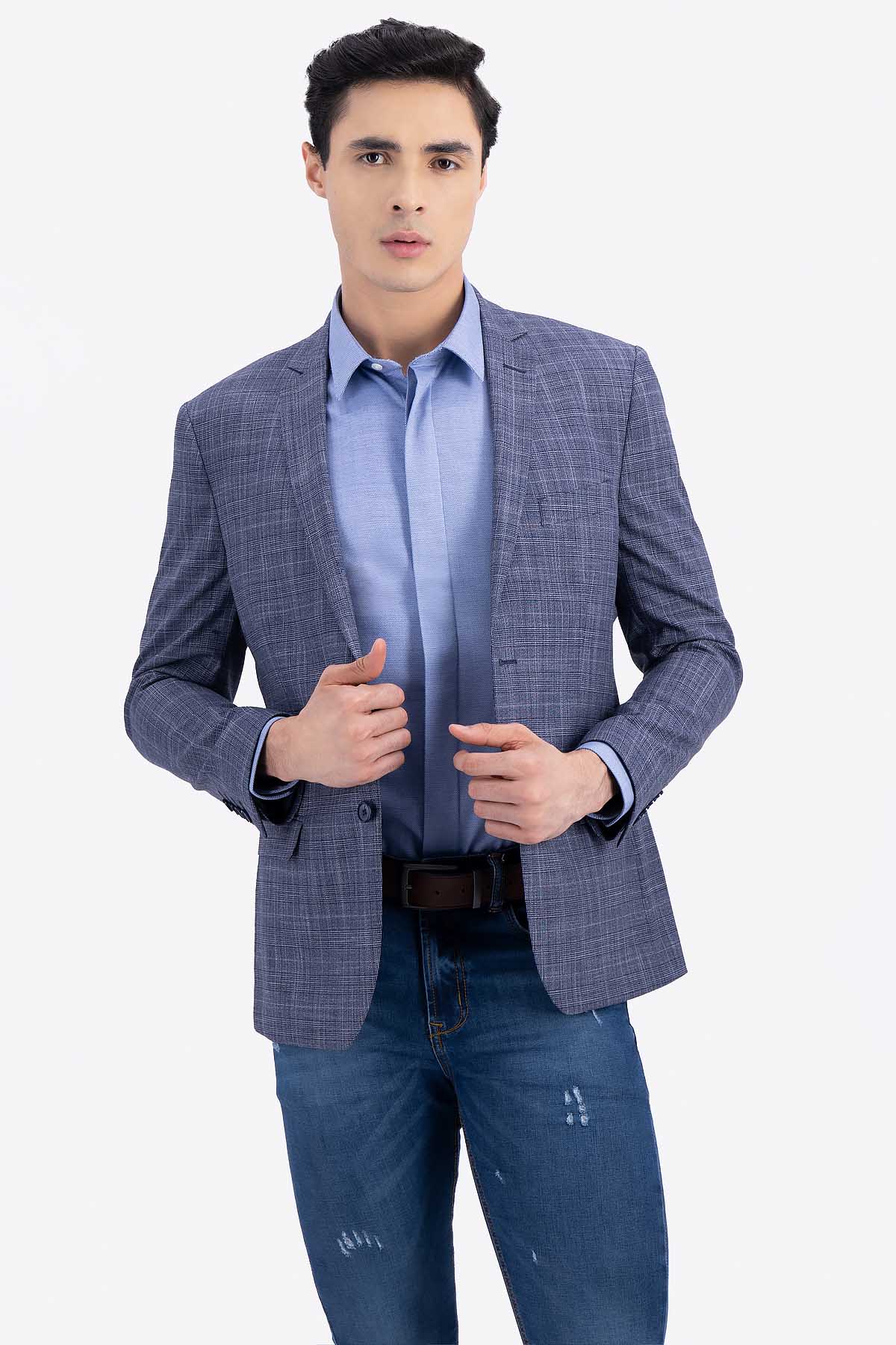 SACO CASUAL AZUL MARINO SKINNY FIT LMENTAL image number 1