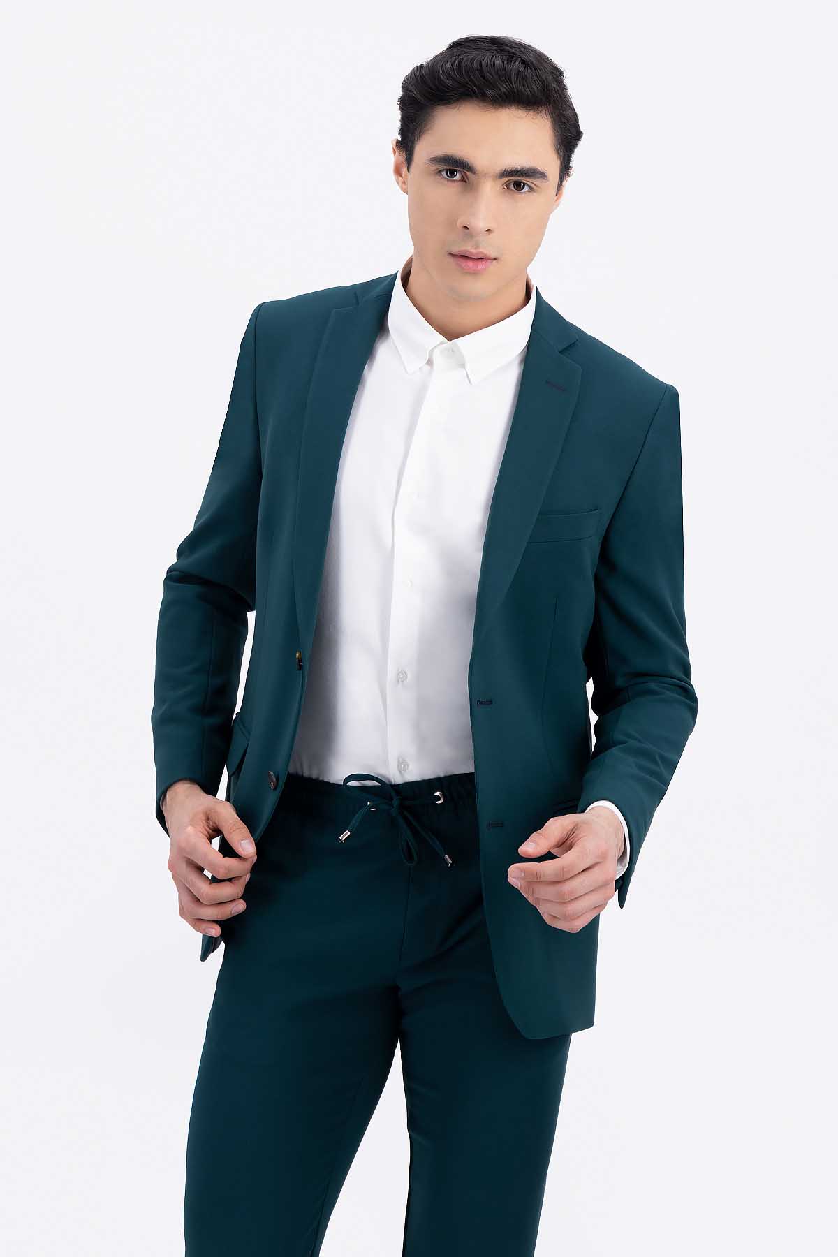 SACO SEPARATE VERDE OBSCURO SLIM FIT LMENTAL image number 1