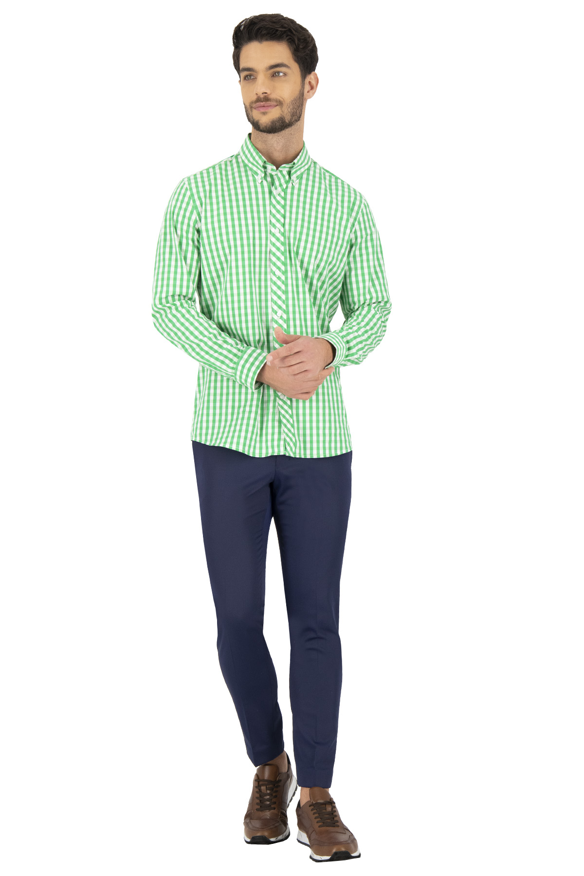 CAMISA VESTIR VERDE PASTEL LAMBERTI image number 4