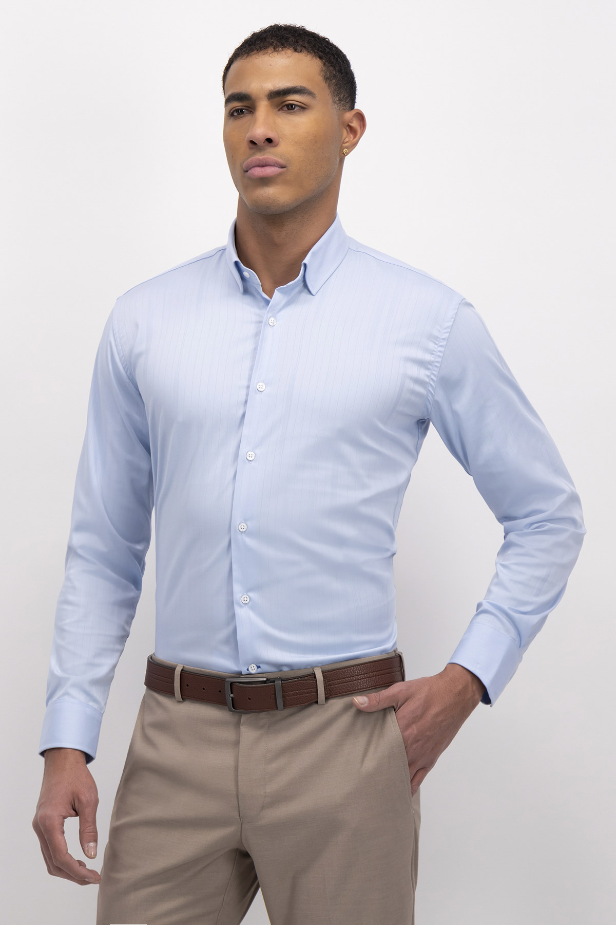 Camisa Formal Milk Touch Slim Fit Lmental