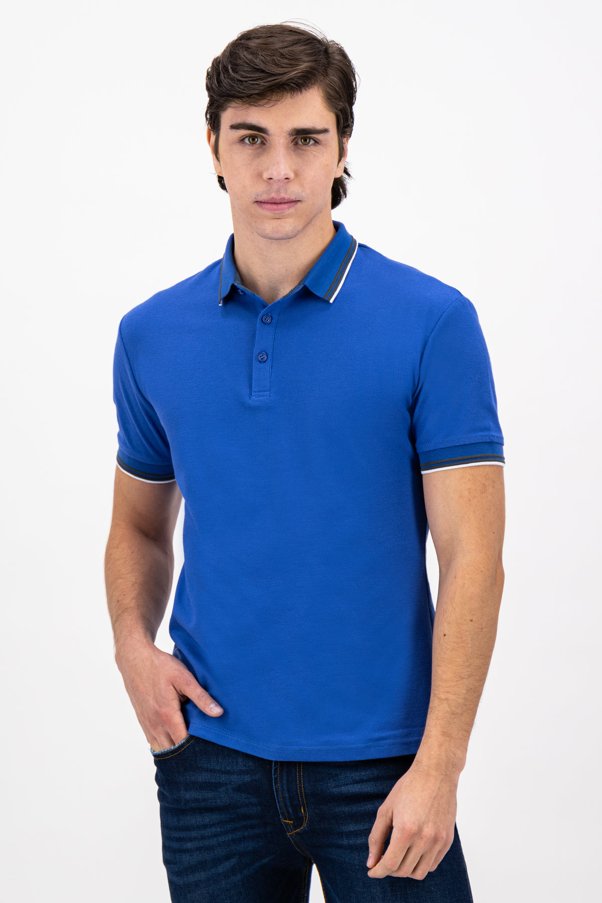PLAYERA POLO AZUL ROYAL SLIM FIT LMENTAL image number 1