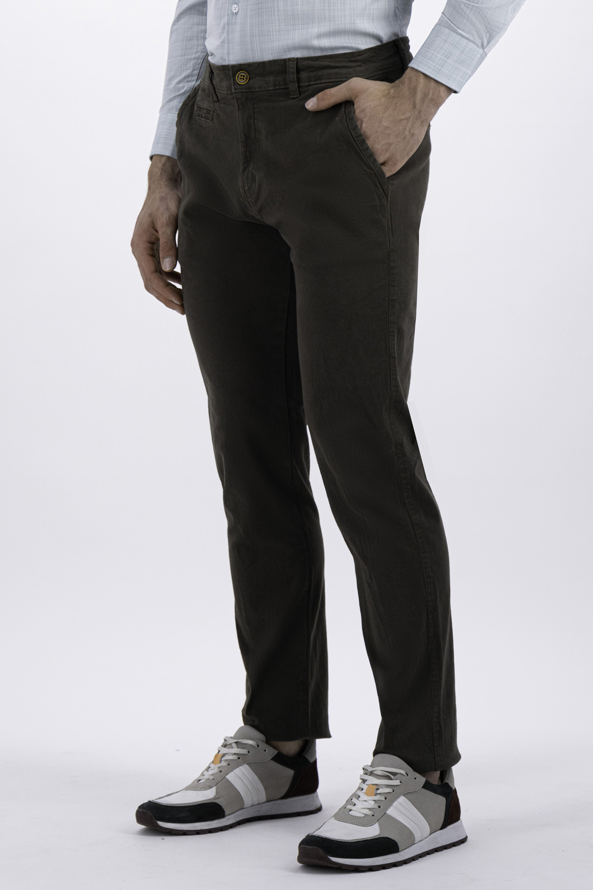 PANTALÓN CASUAL VERDE OLIVA CONTEMPORARY FIT LAMBERTI image number 1