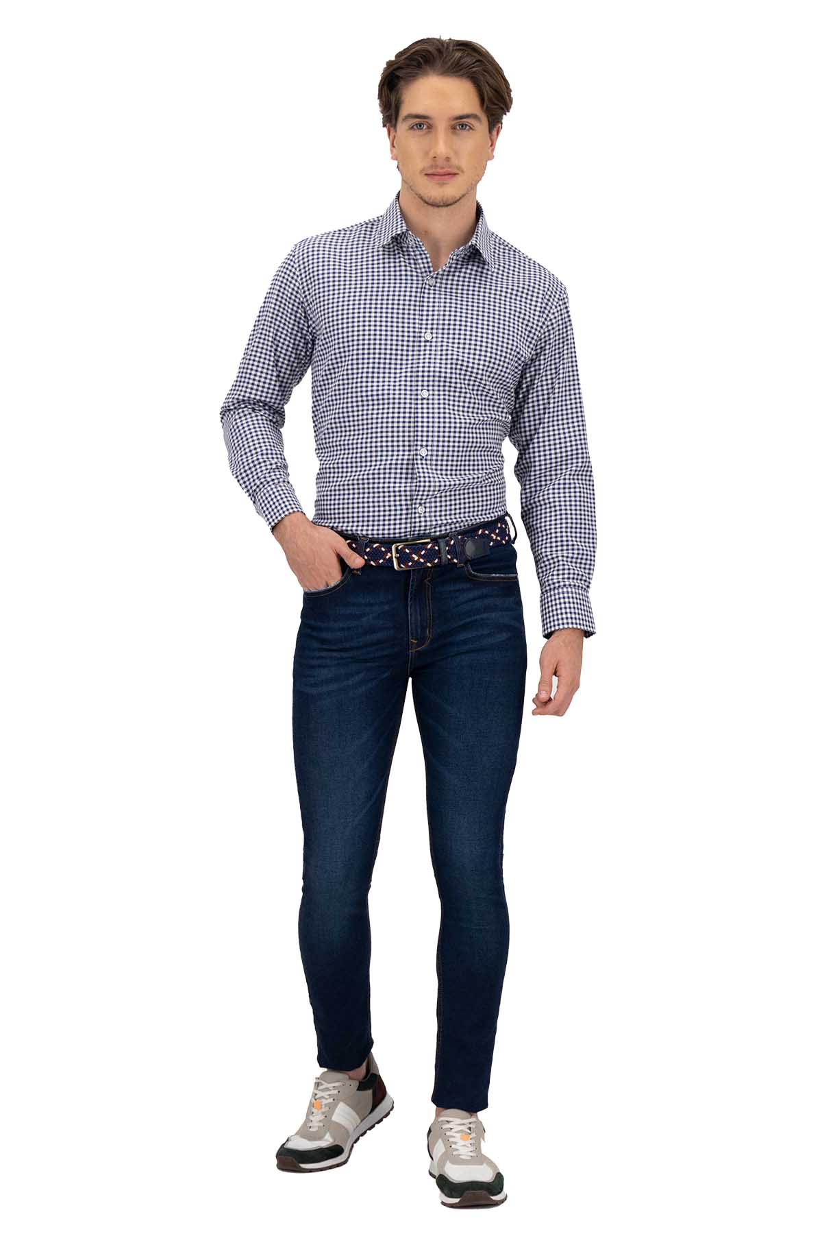 CAMISA CASUAL AZUL NAVY CONTEMPORARY FIT LAMBERTI image number 3