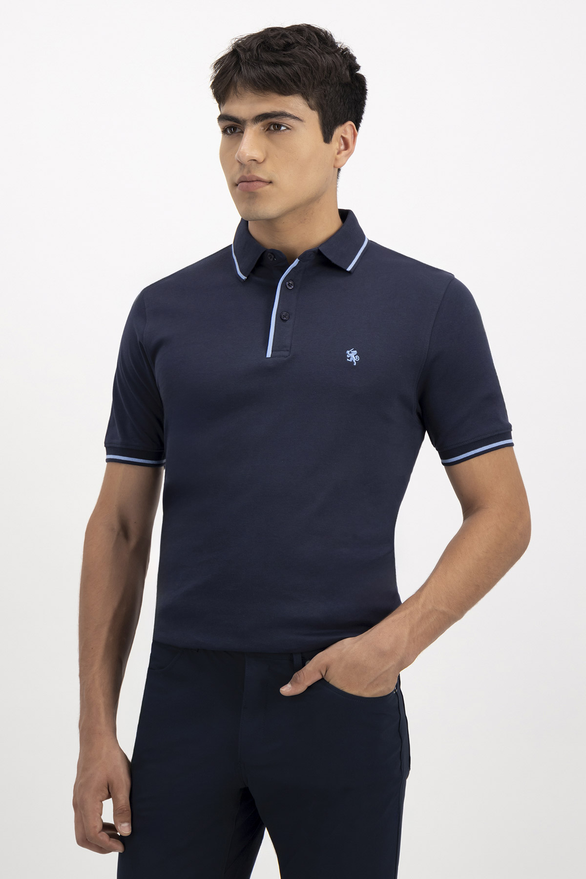 PLAYERA TIPO POLO PREMIUM COTTON CONTEMPORARY FIT LAMBERTI image number 0
