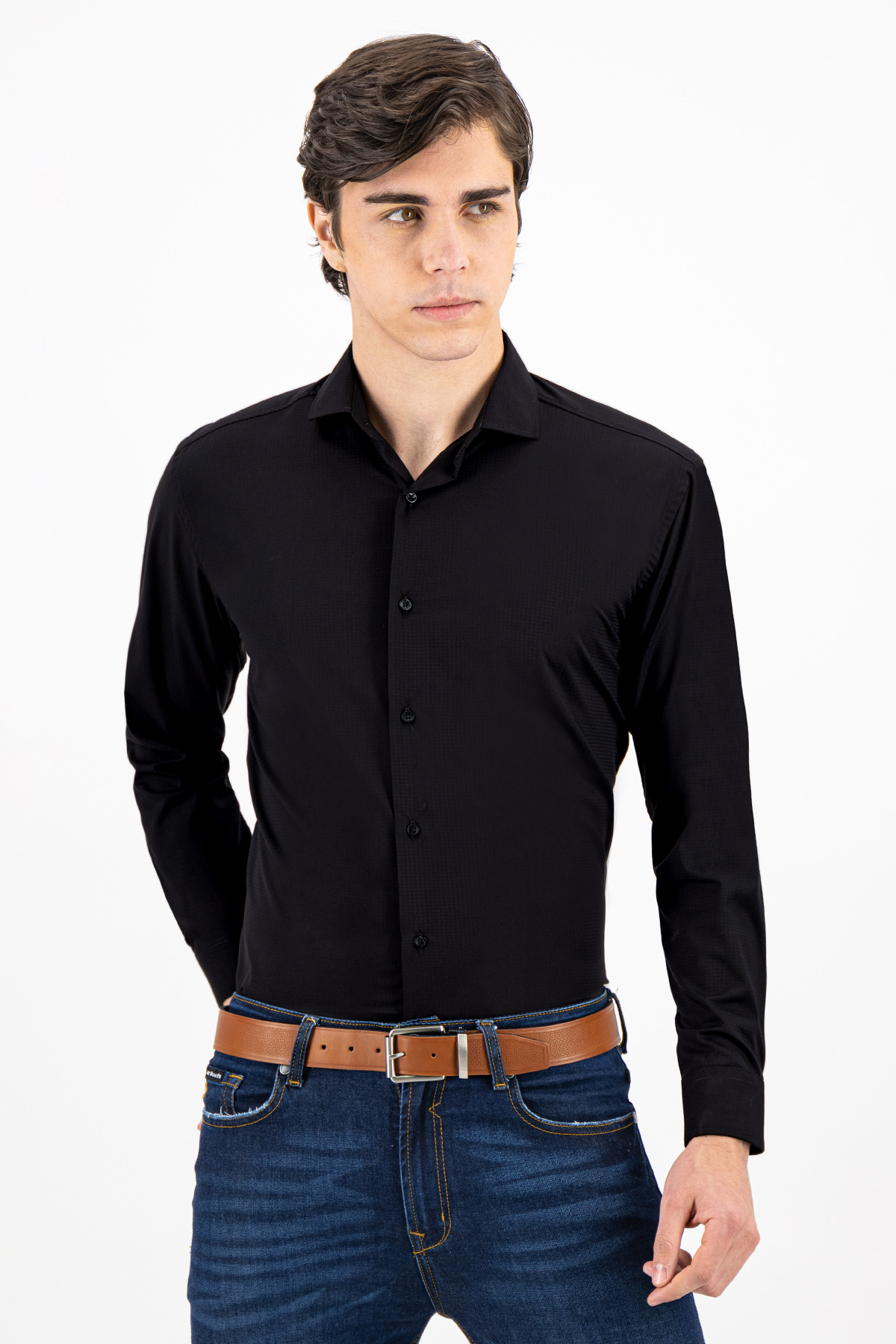 CAMISA VESTIR BAMBOO FIBER NEGRO SLIM FIT LMENTAL image number 1