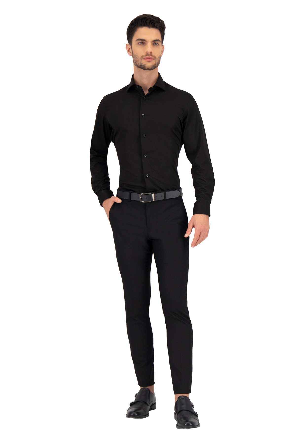 CAMISA VESTIR BAMBOO FIBER NEGRA SLIM FIT LMENTAL image number 4
