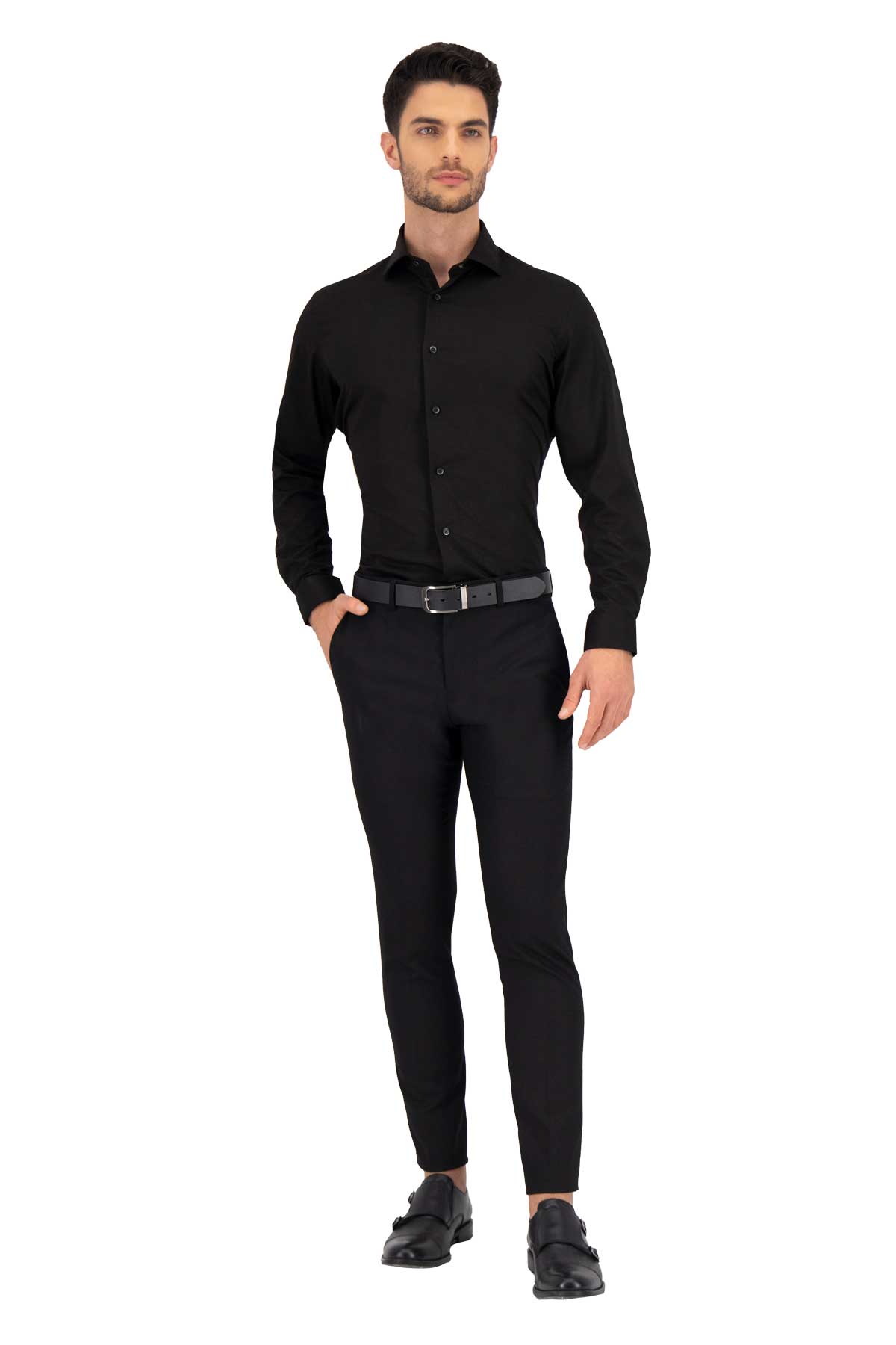 CAMISA VESTIR BAMBOO FIBER NEGRA SLIM FIT LMENTAL image number null