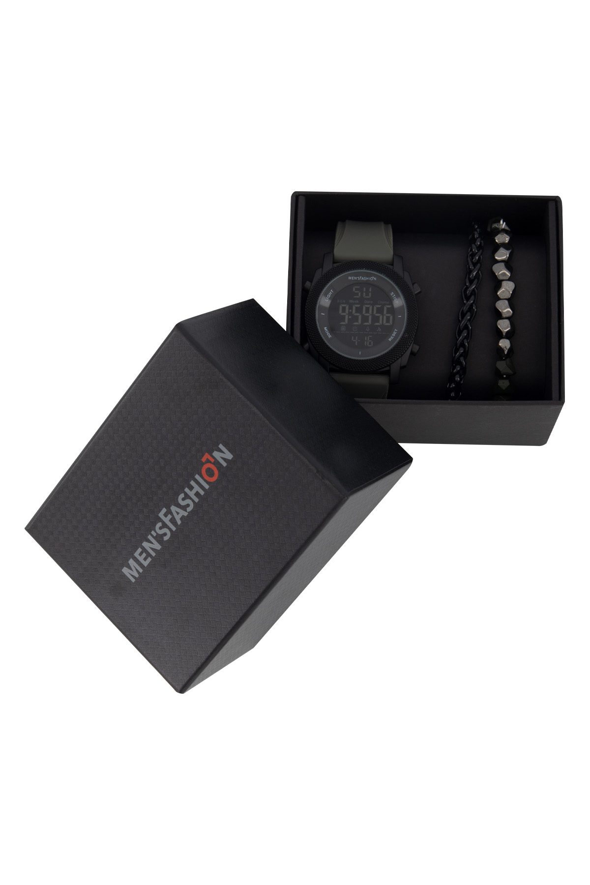 KIT RELOJ COLOR NEGRO MENS FASHION image number 0