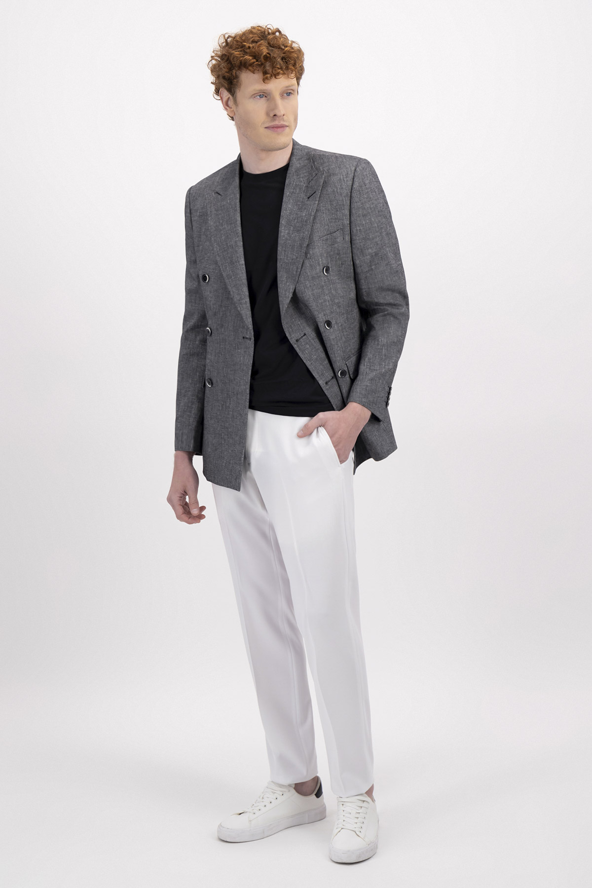 SACO CRUZADO LINEN SLIM FIT LAMBERTI image number 2