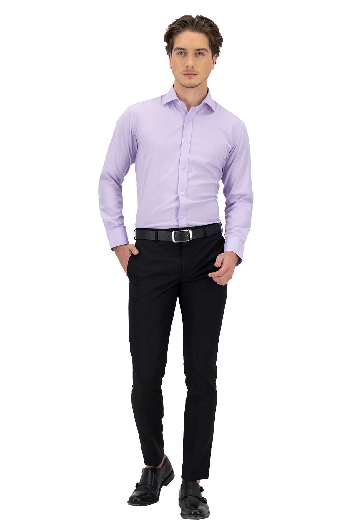 CAMISA VESTIR LILA CONTEMPORARY FIT LAMBERTI image number 4