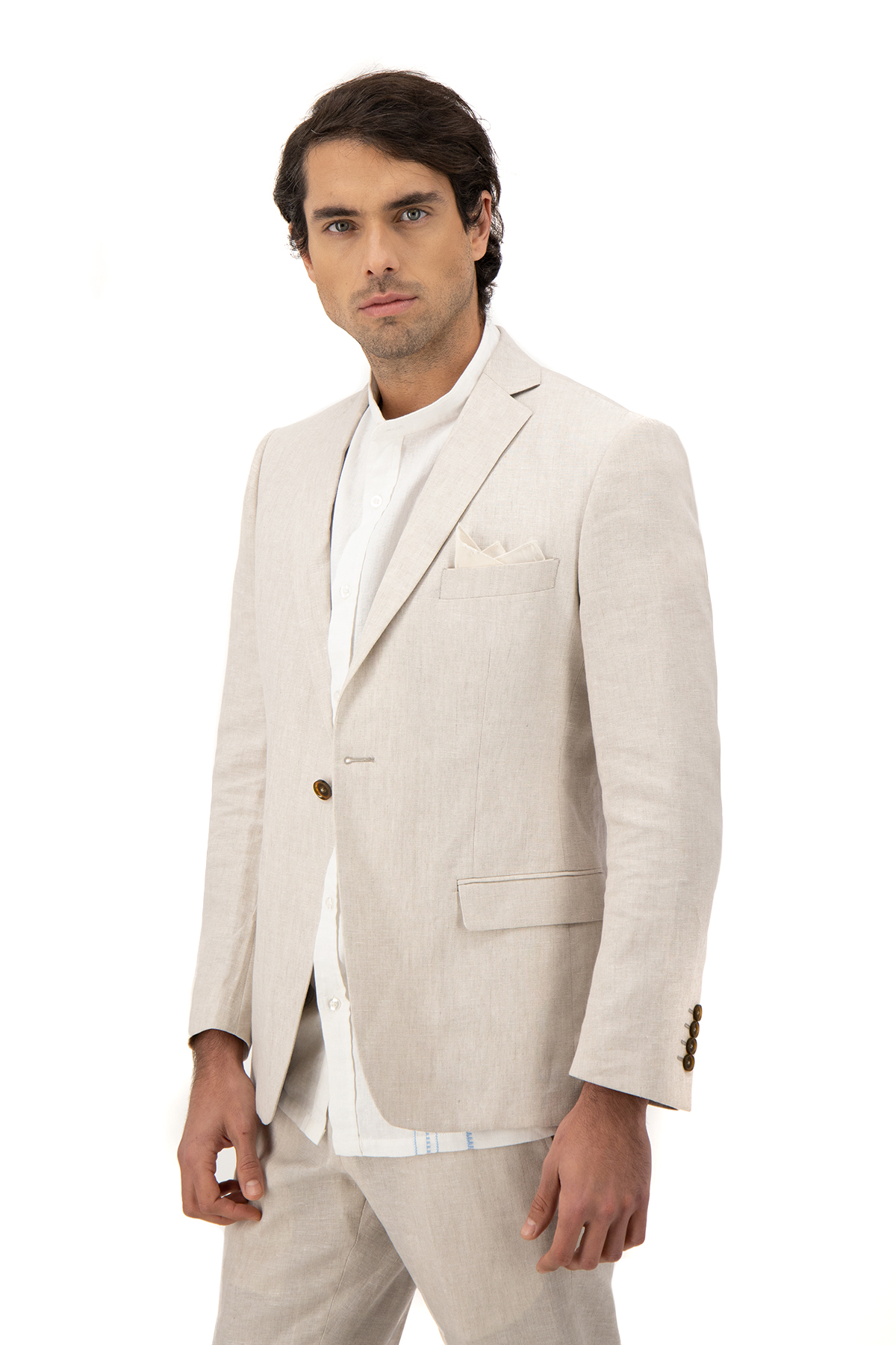 SACO LINO BEIGE SLIM FIT LMENTAL image number 1