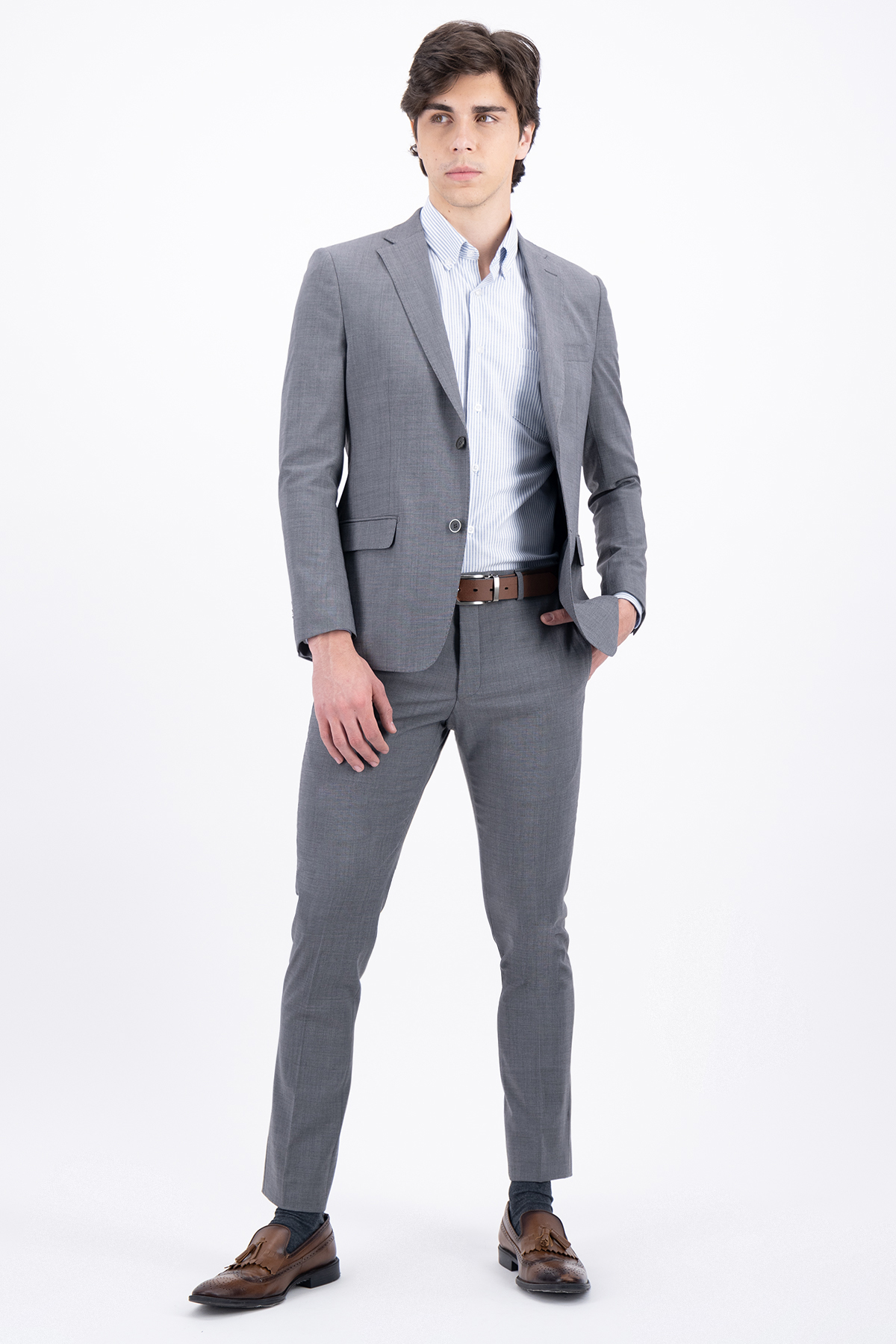 TRAJE COLOR GRIS SLIM FIT LAMBERTI image number 0
