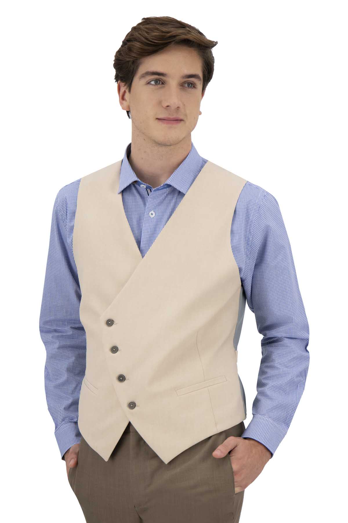 CHALECO CRUZADO BEIGE SLIM FIT LMENTAL image number 0