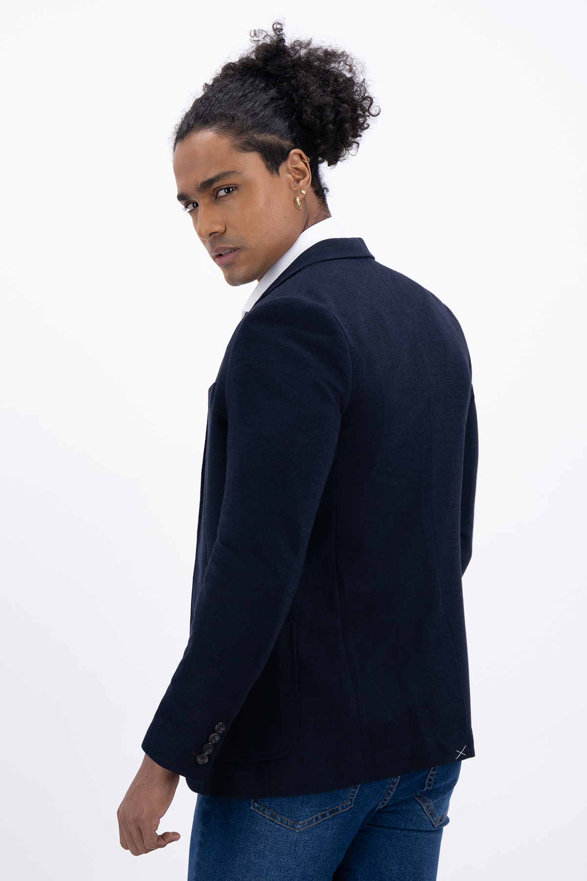SACO AZUL NAVY SLIM FIT MENS FASHION image number 4