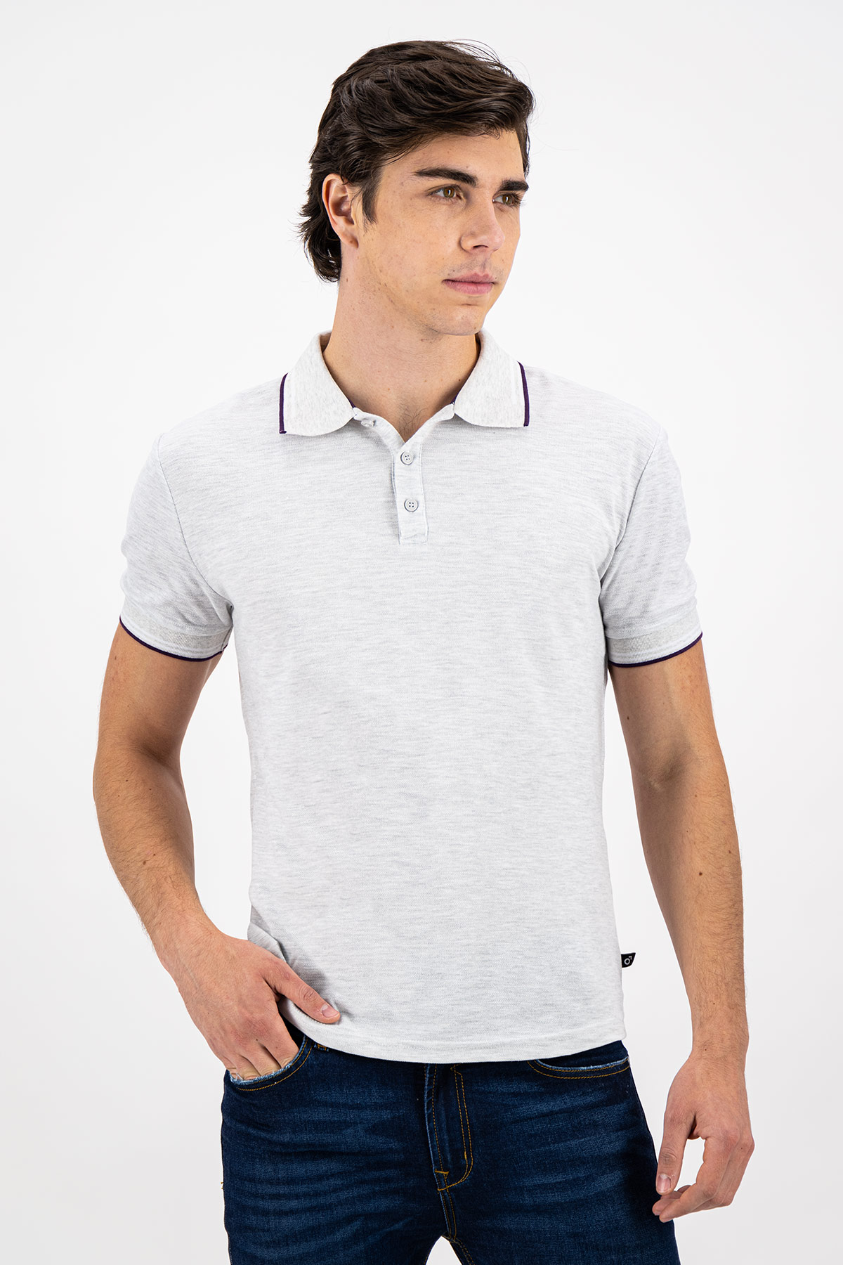 PLAYERA TIPO POLO COLOR GRIS SLIM FIT LMENTAL image number 2