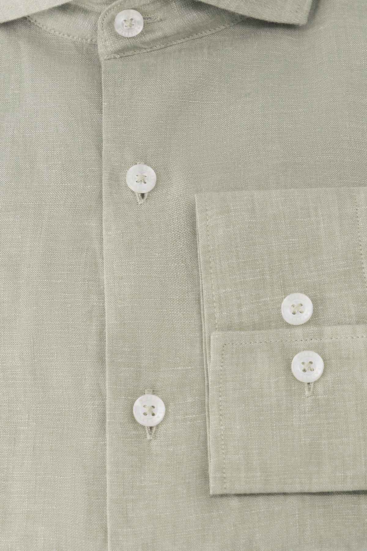 Camisa casual lino contemporary fit Lamberti image number 4