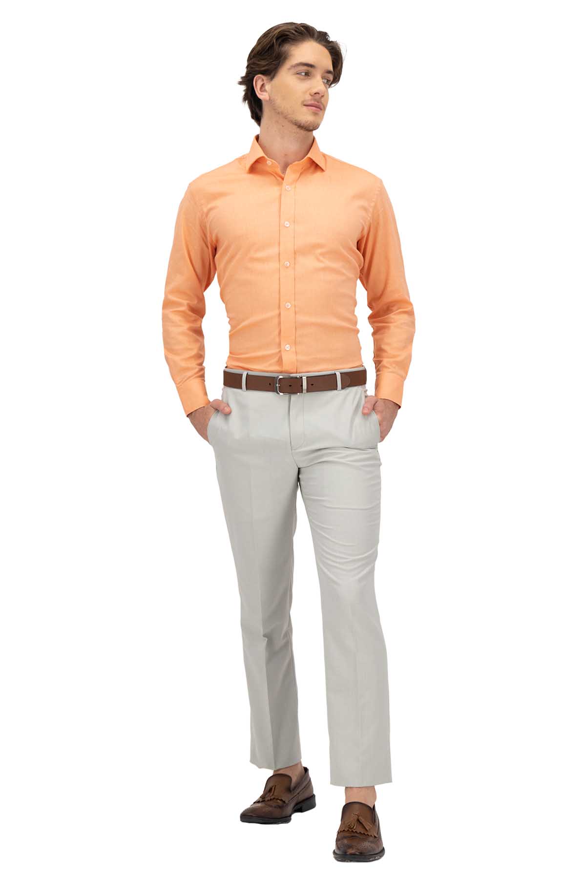 CAMISA CASUAL NARANJA CONTEMPORARY FIT LAMBERTI image number 4