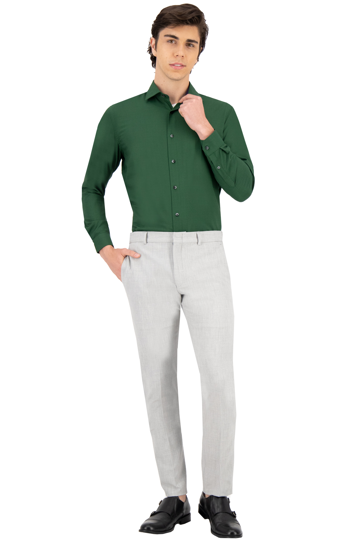 CAMISA LMENTAL COLOR VERDE MILITAR SLIM FIT image number 4