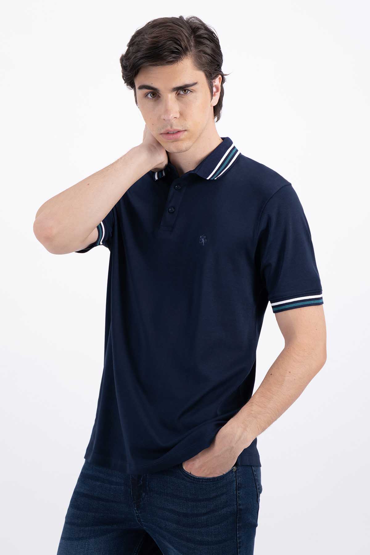 POLO AZUL NAVY CONTEMPORARY FIT LAMBERTI image number 2