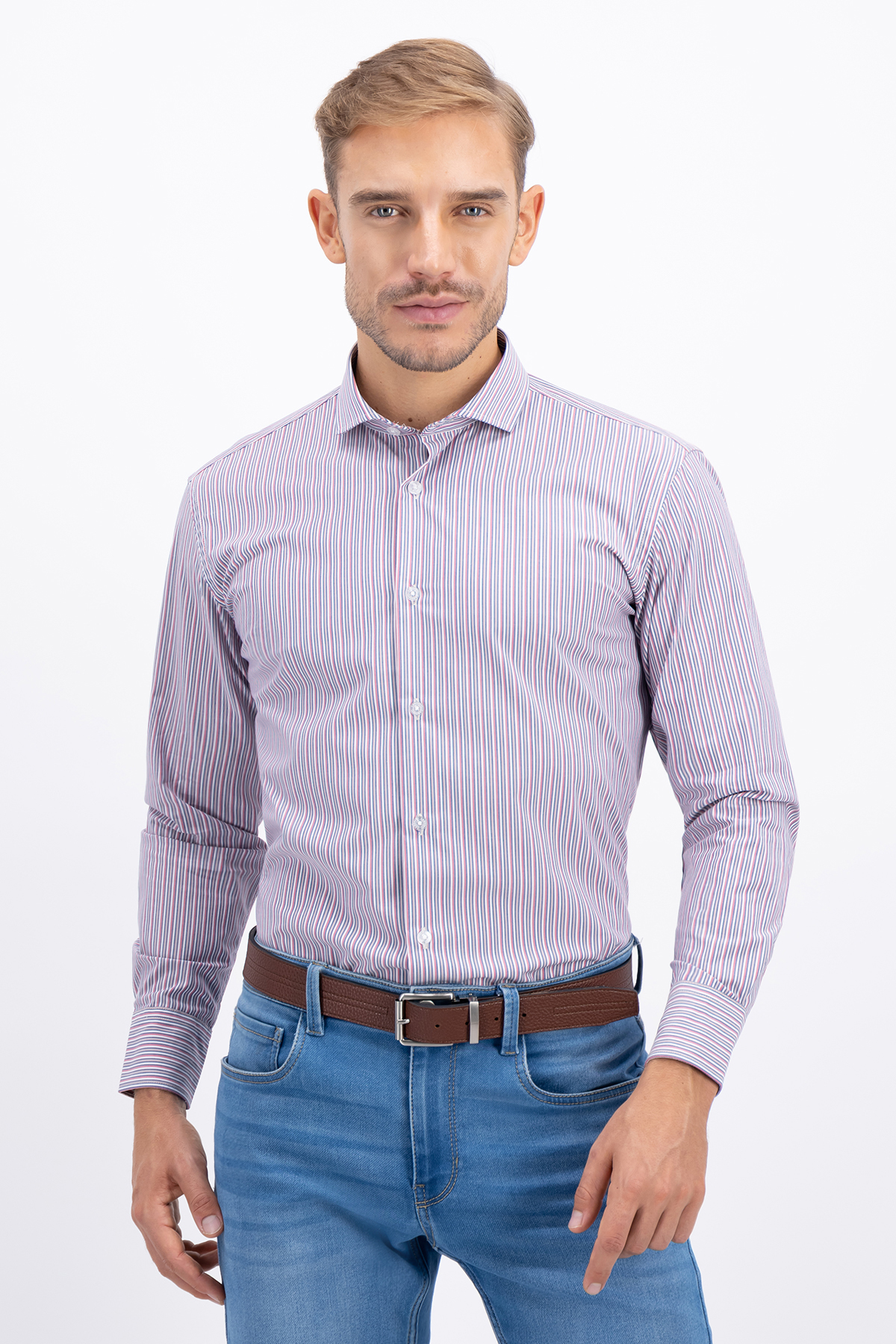 CAMISA CASUAL TENCEL EASY DRY ROJA CONTEMPORARY FIT LAMBERTI