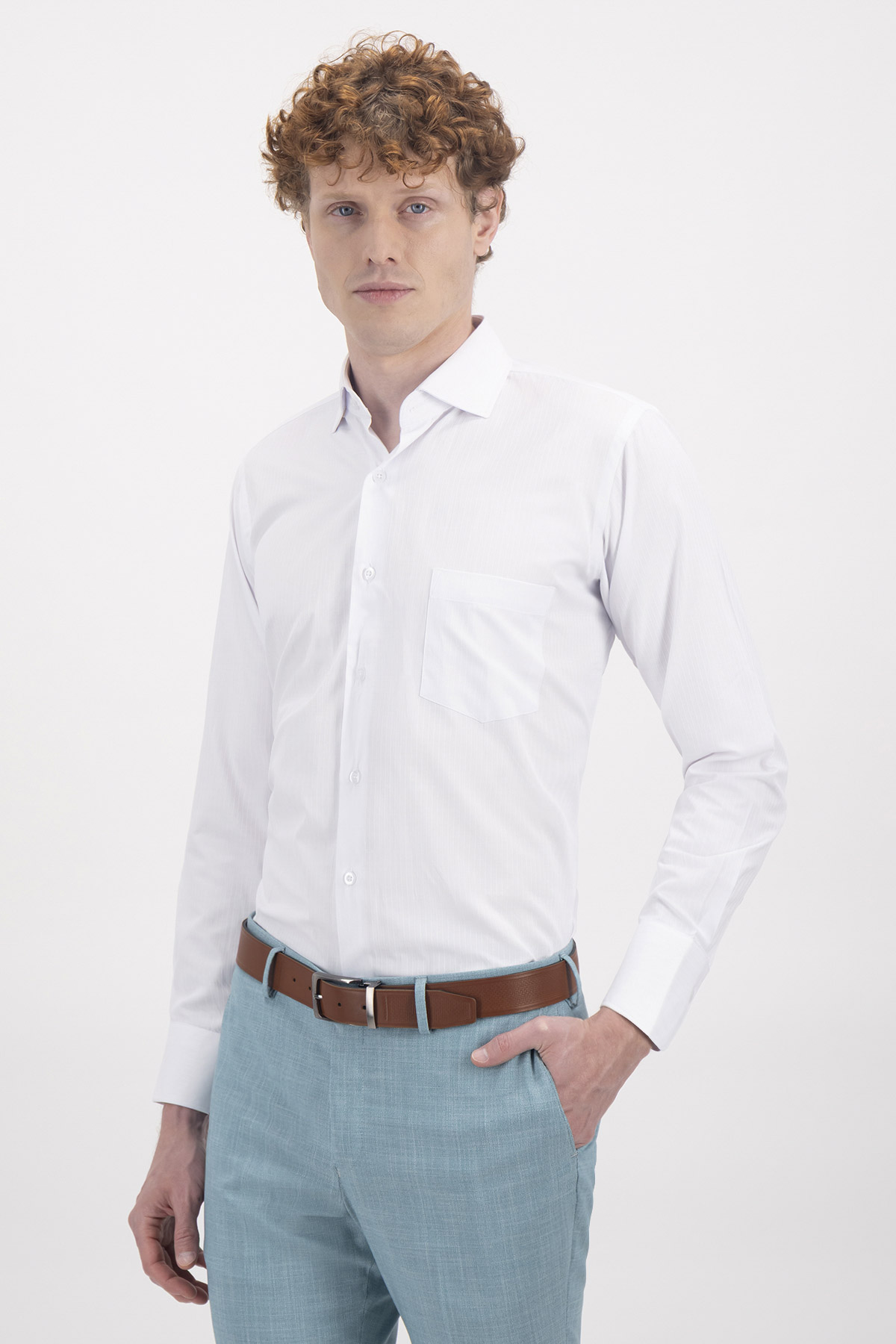 Camisa Formal Contemporary Fit Cotton Blend