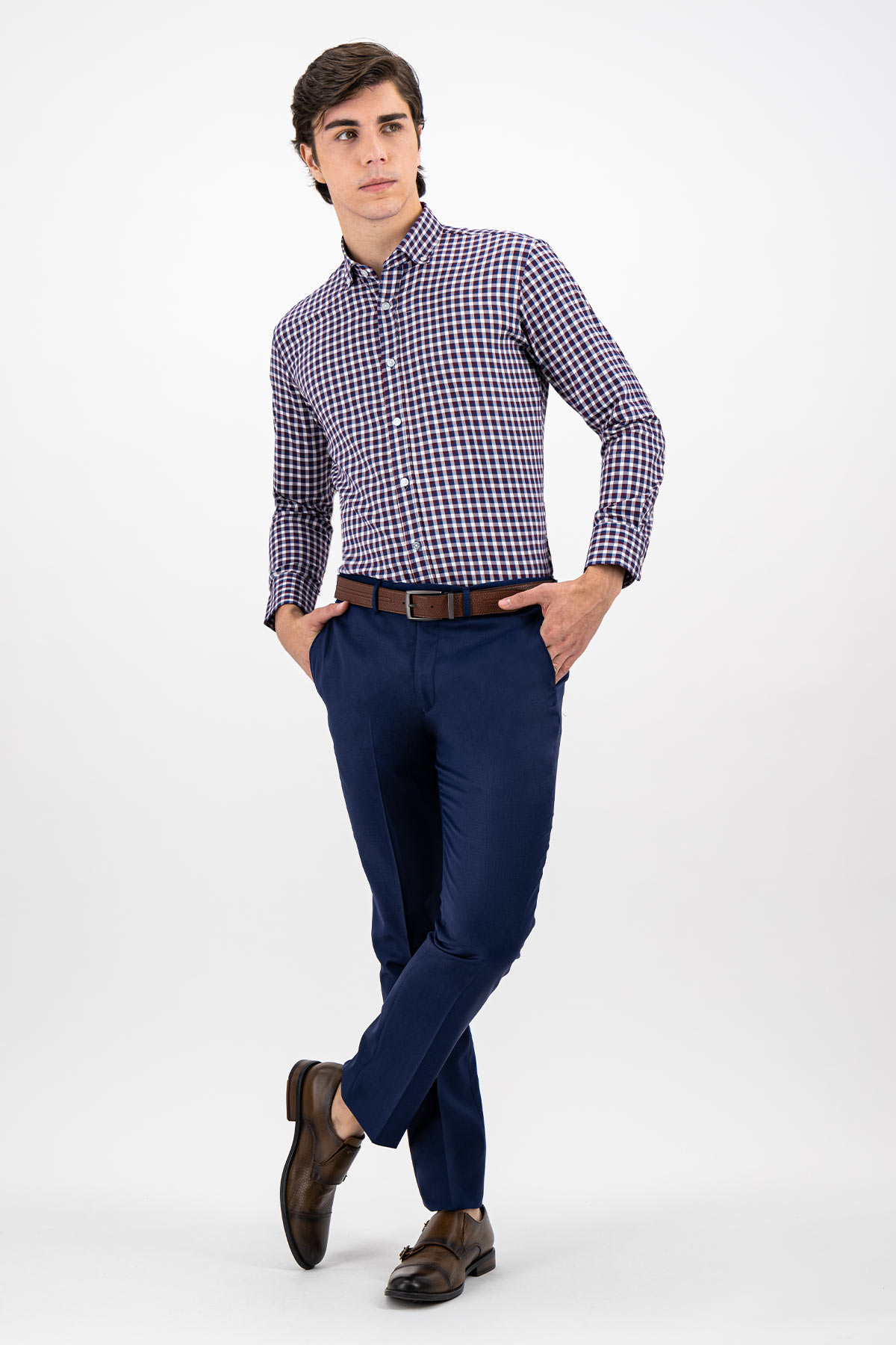 CAMISA CASUAL TENCEL EASY DRY VINO CONTEMPORARY FIT LAMBERTI image number 0