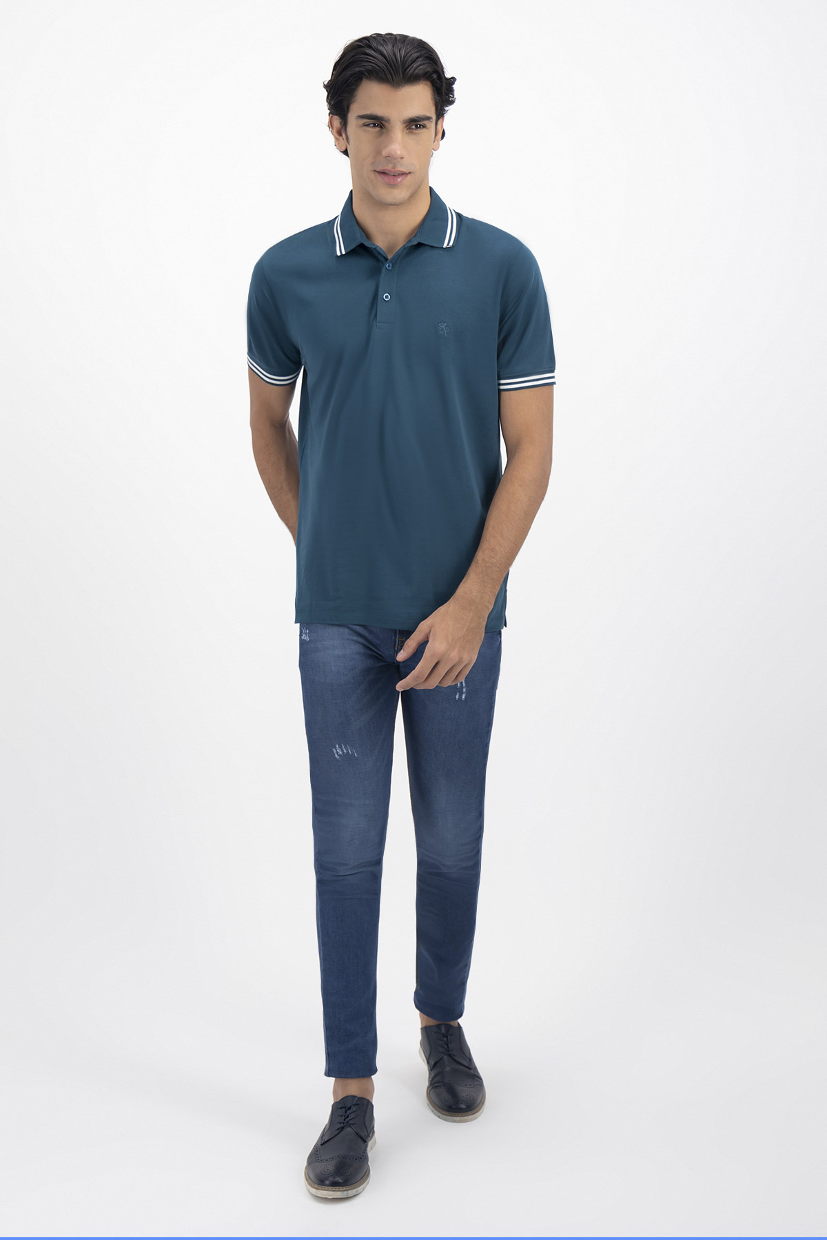 PLAYERA TIPO POLO PREMIUM COTTON CONTEMPORARY FIT LAMBERTI image number 3