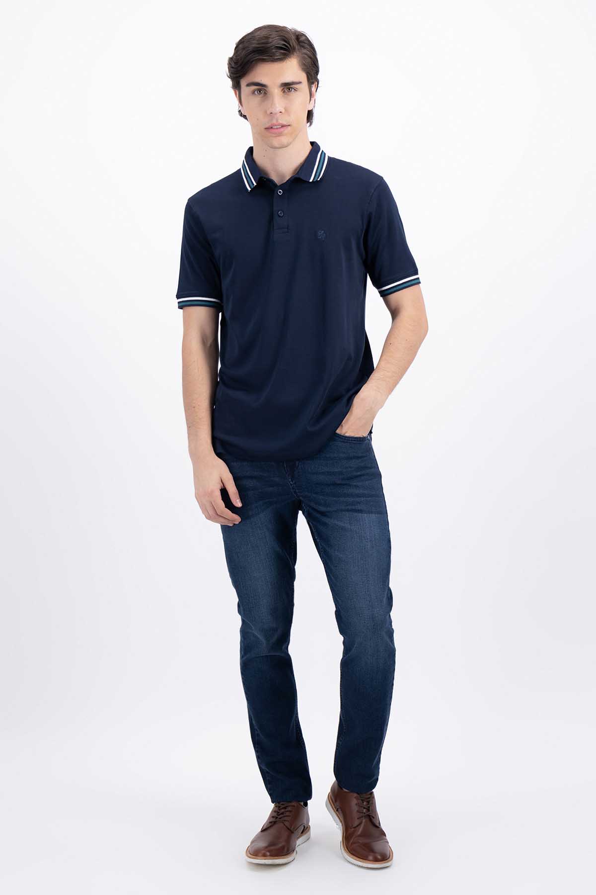 POLO AZUL NAVY CONTEMPORARY FIT LAMBERTI image number 4