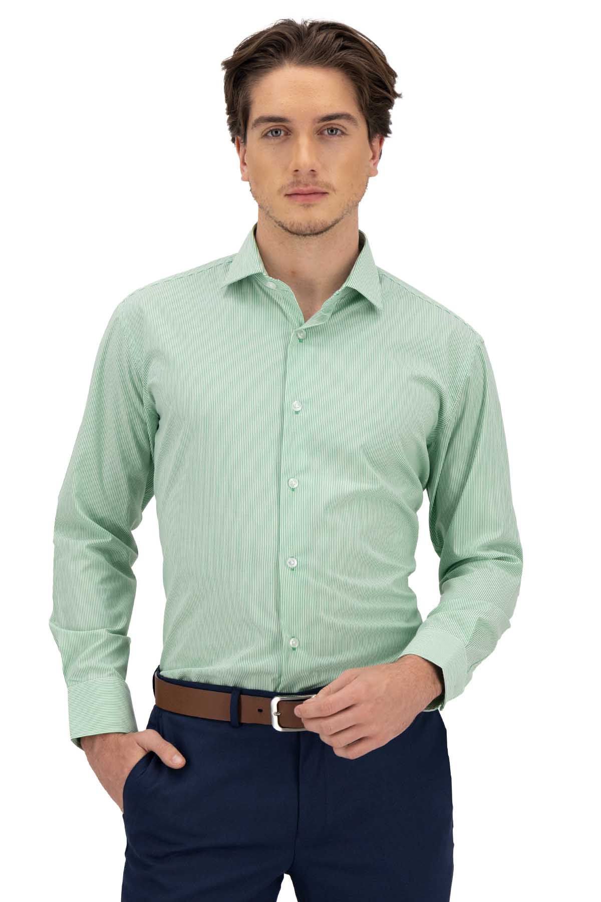 CAMISA SPORT VERDE MANZANA CONTEMPORARY FIT LAMBERTI image number 0
