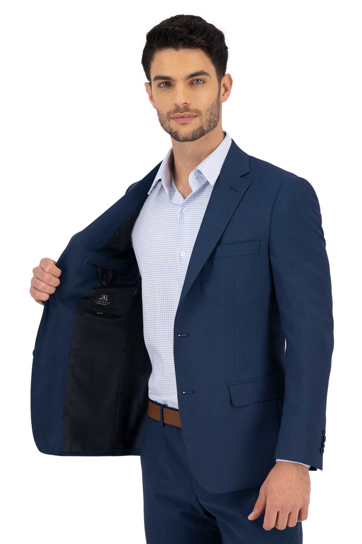 TRAJE FRESO DI LANA AZUL MARINO SLIM FIT LAMBERTI image number 3