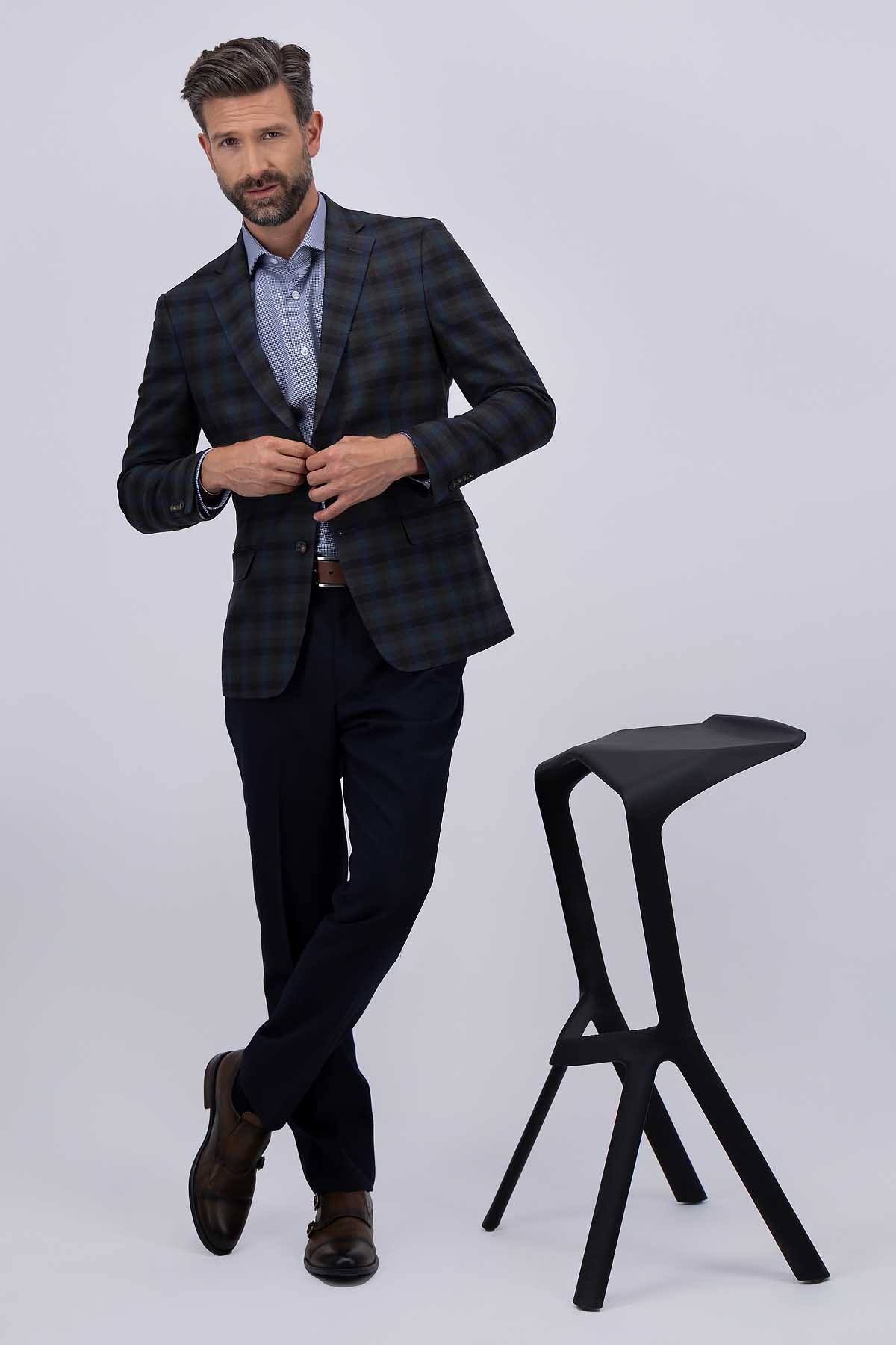SACO CASUAL GRIS OXFORD SLIM FIT LAMBERTI image number 0
