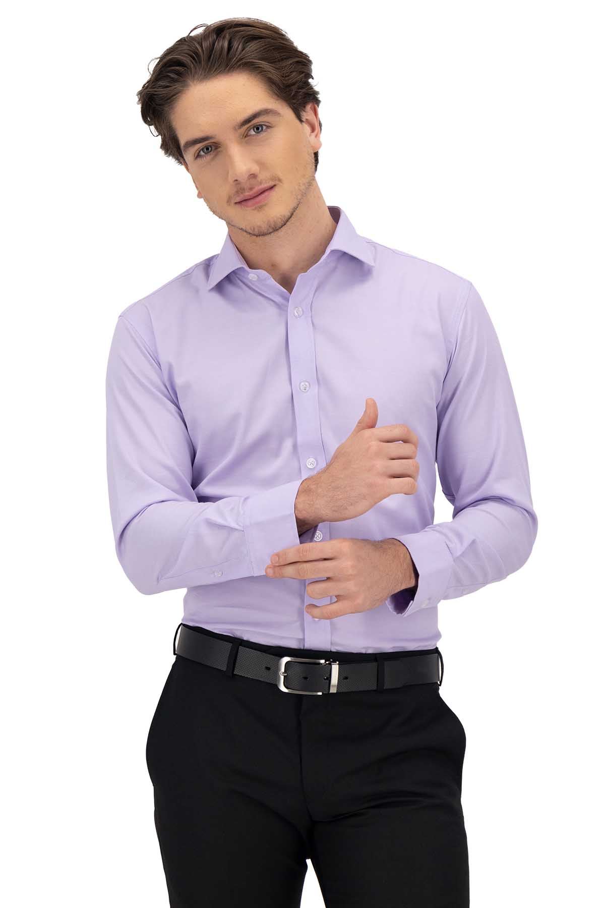 CAMISA VESTIR LILA CONTEMPORARY FIT LAMBERTI image number 0
