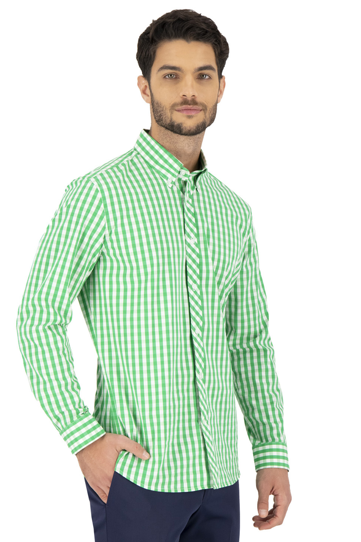 CAMISA VESTIR VERDE PASTEL LAMBERTI image number 0