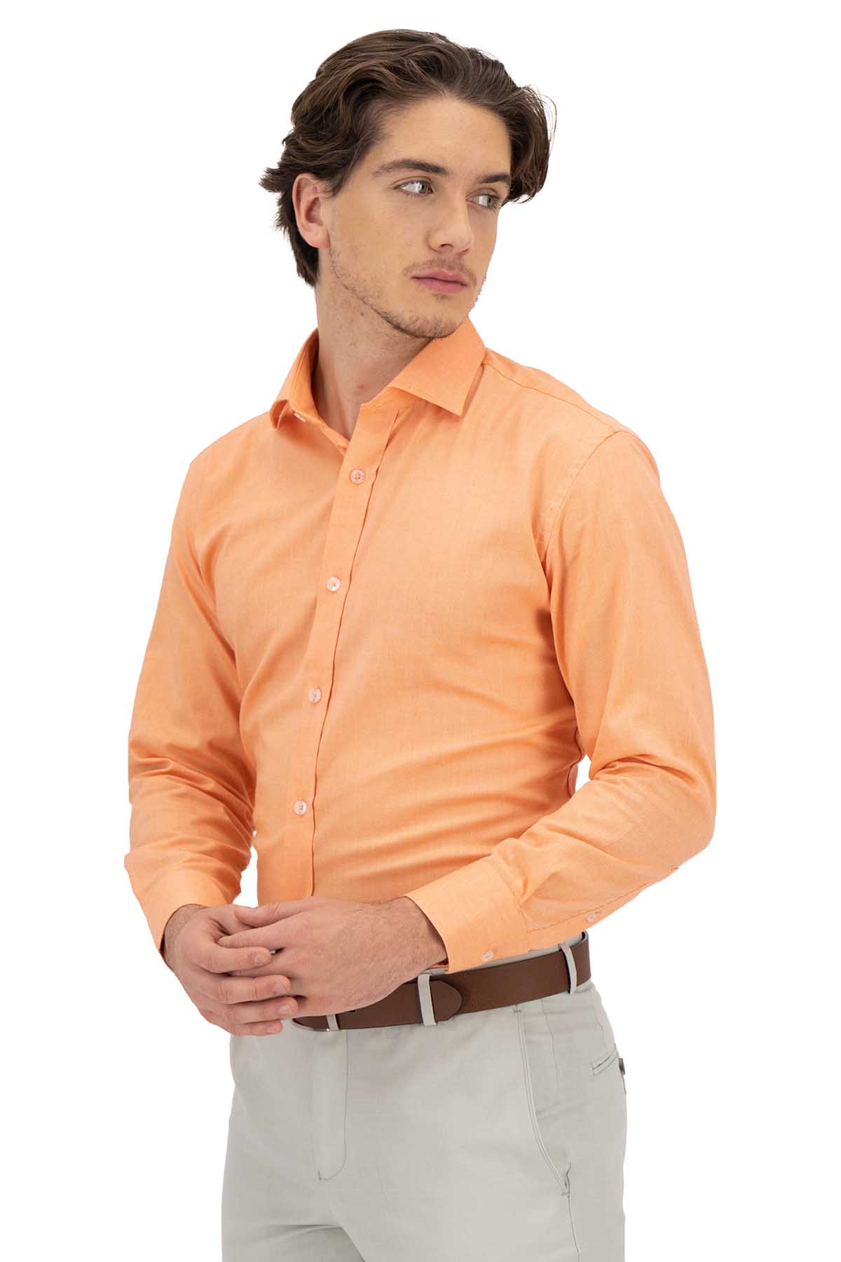 CAMISA CASUAL NARANJA CONTEMPORARY FIT LAMBERTI image number 0