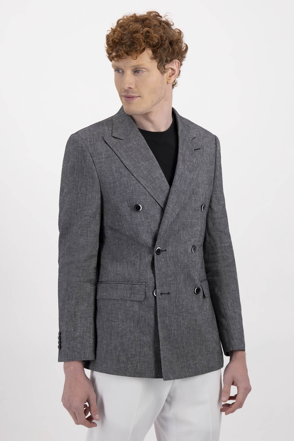 SACO CRUZADO LINEN SLIM FIT LAMBERTI image number 0