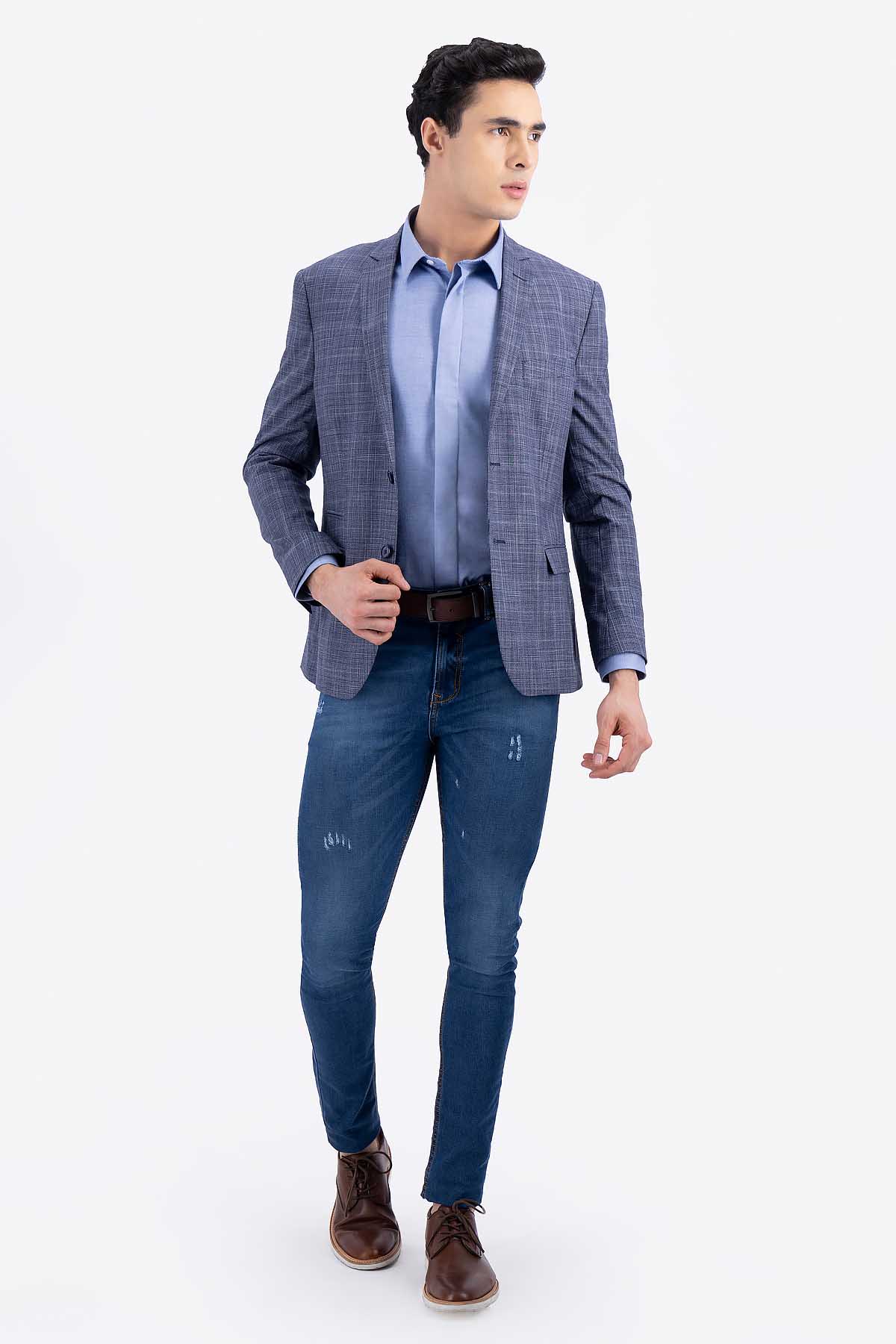 SACO CASUAL AZUL MARINO SKINNY FIT LMENTAL image number 3