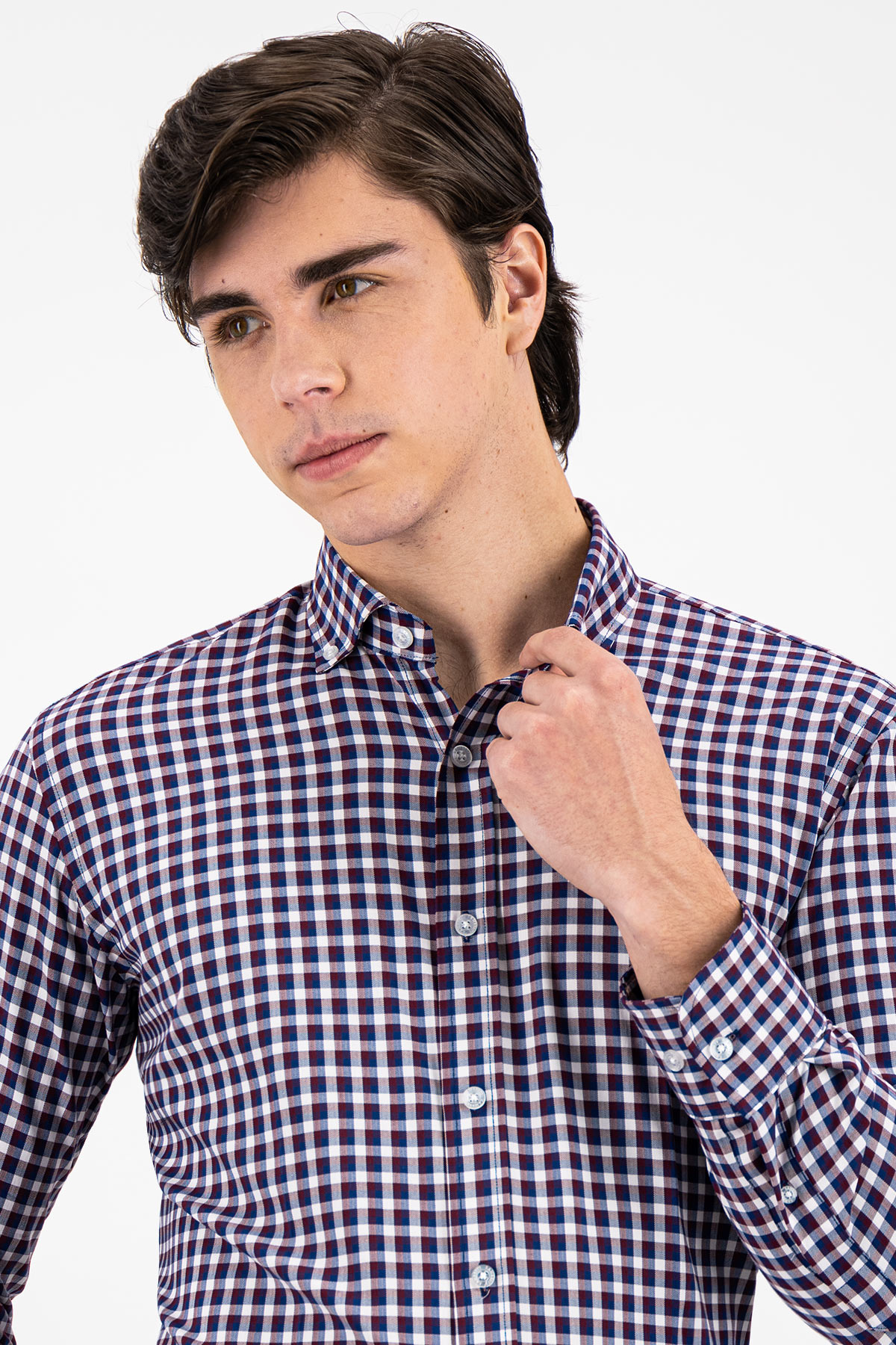 CAMISA CASUAL TENCEL EASY DRY VINO CONTEMPORARY FIT LAMBERTI image number 2