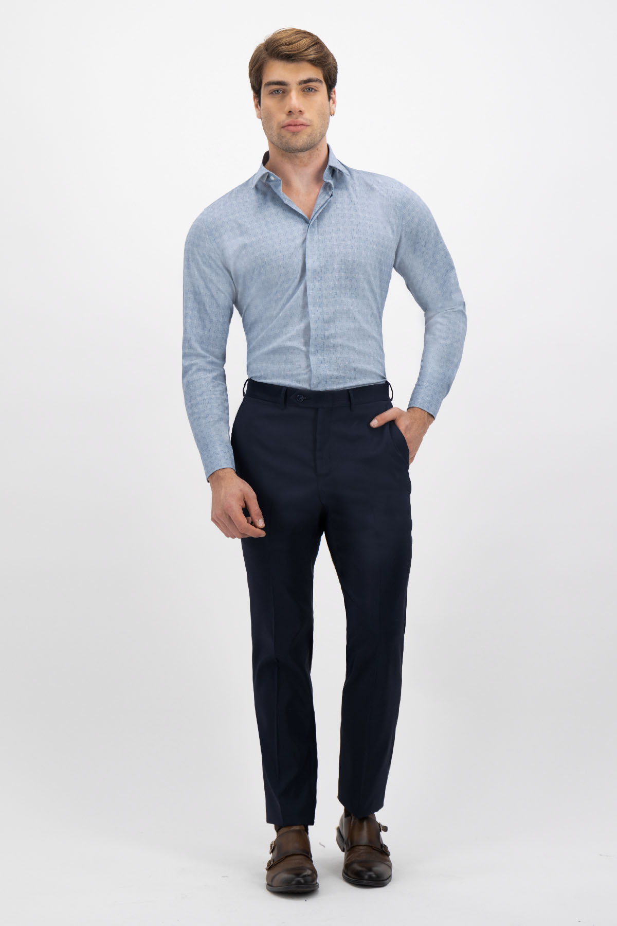 PANTALÓN AZUL MARINO MODERN FIT LAMBERTI image number 0