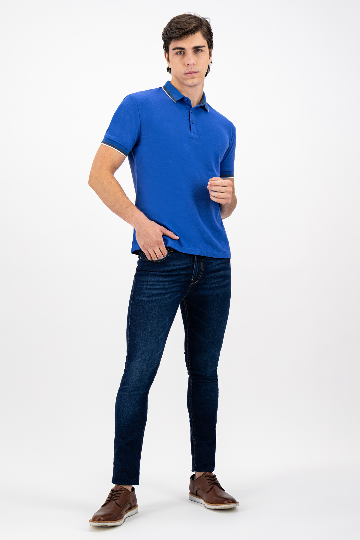PLAYERA POLO AZUL ROYAL SLIM FIT LMENTAL image number 0